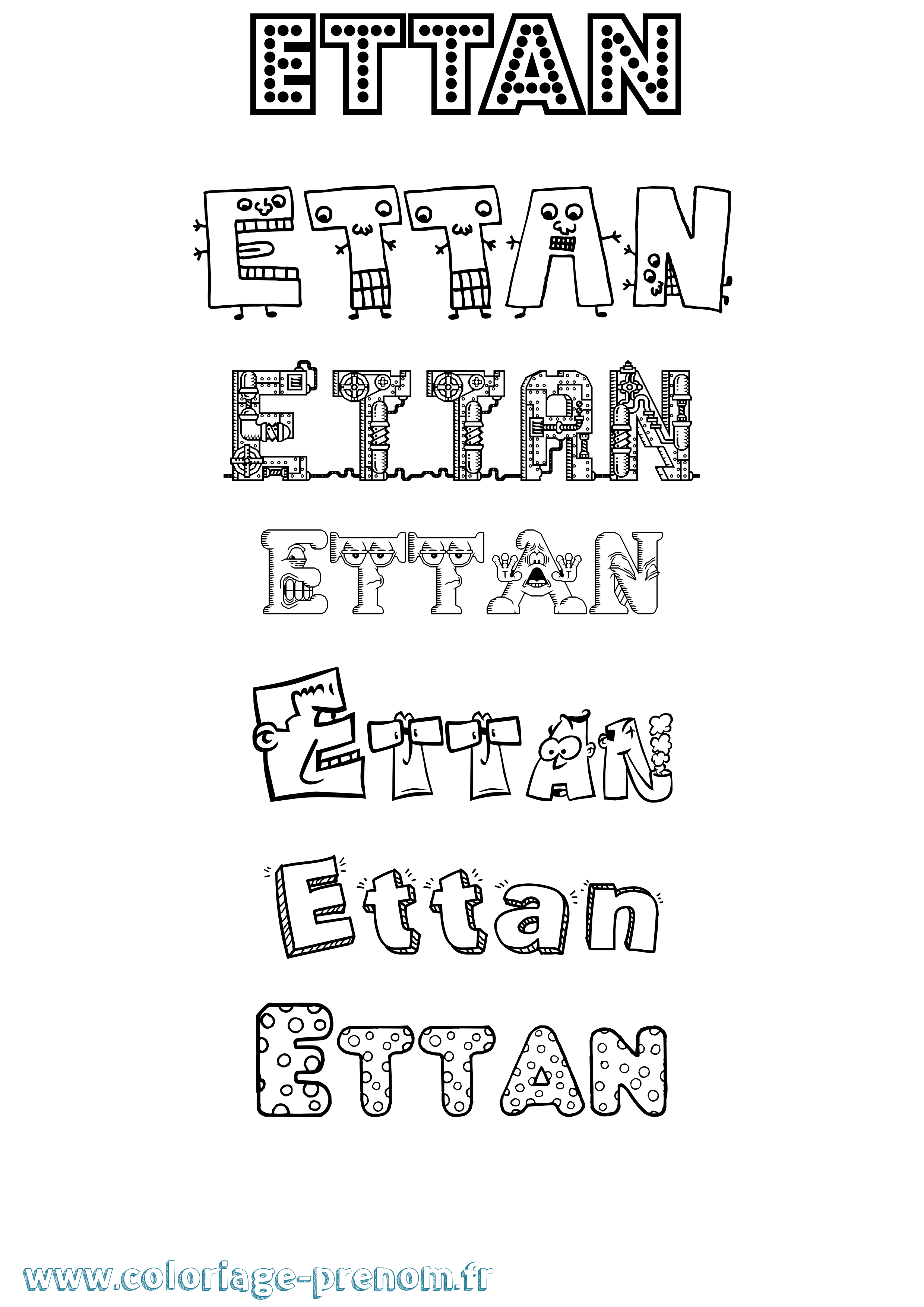 Coloriage Ettan Fun Coloriage prénom Ettan Fun