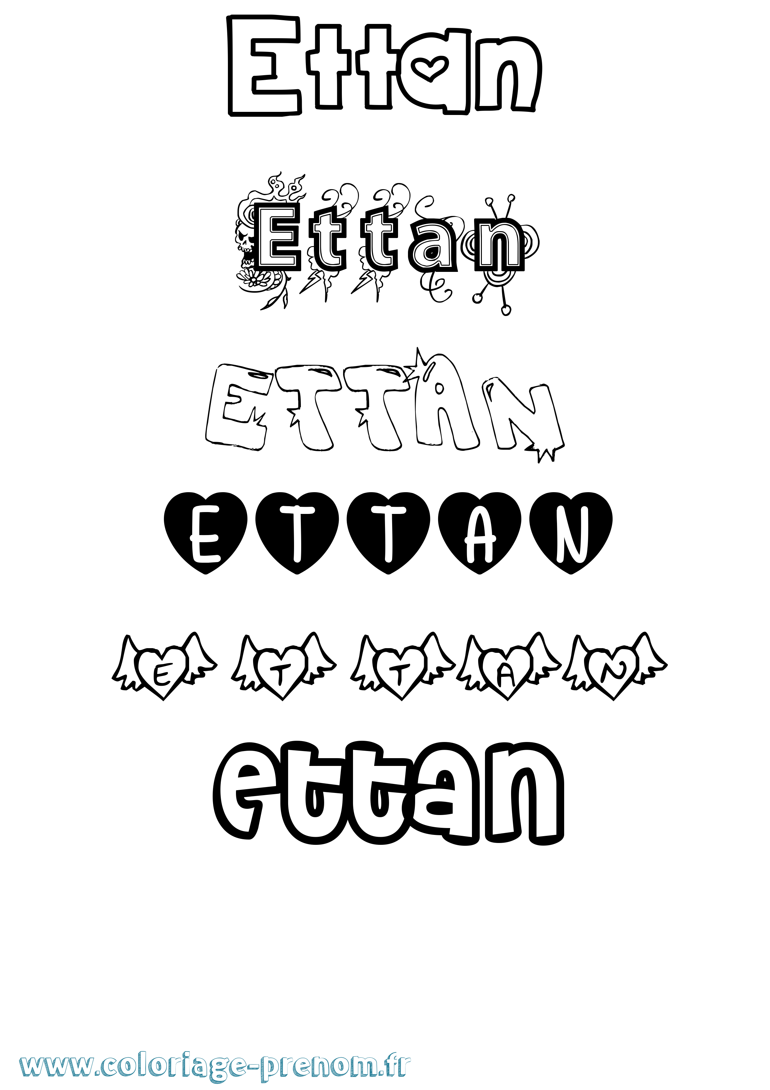 Coloriage Ettan Girly Coloriage prénom Ettan Girly