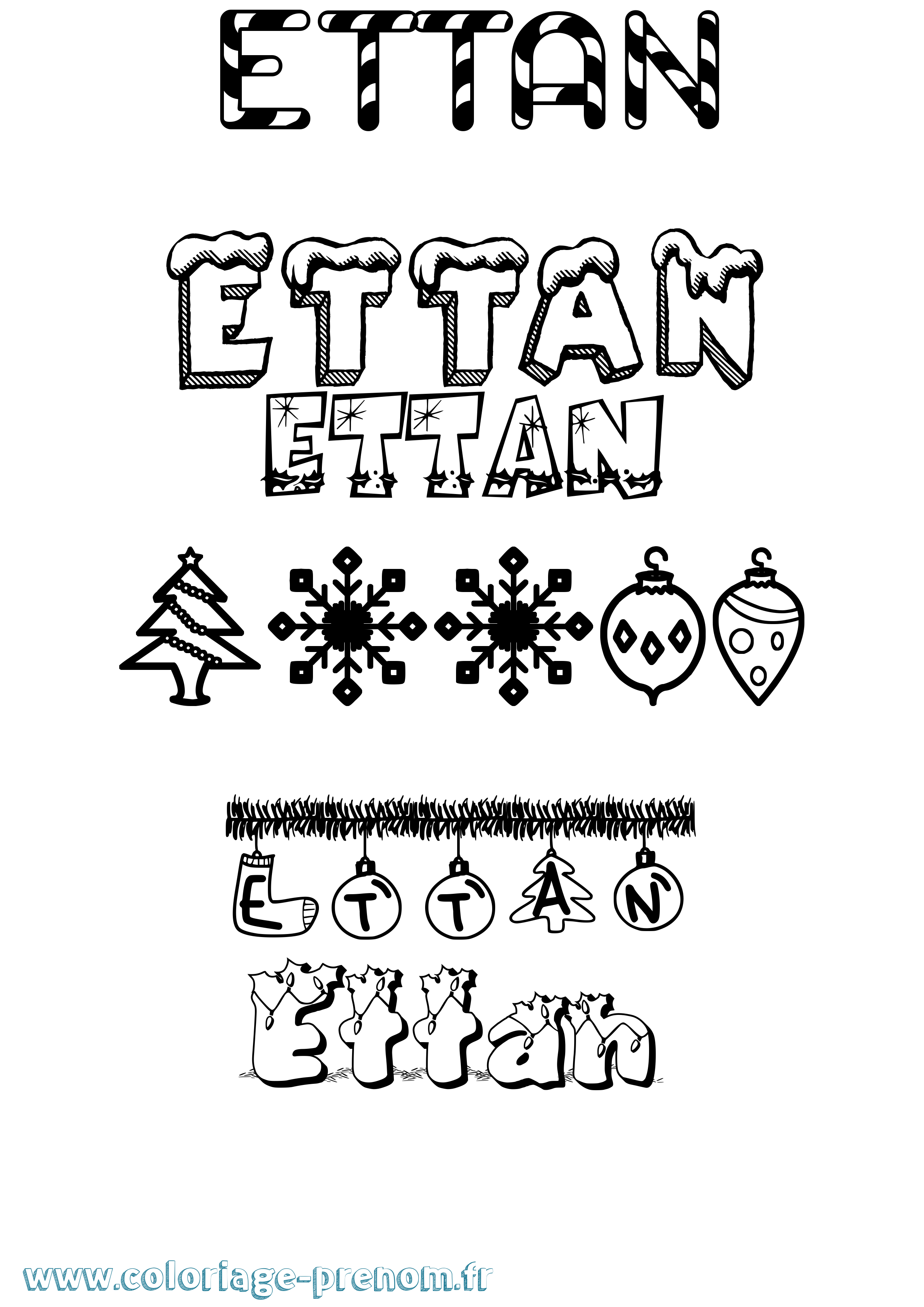 Coloriage Ettan Noël Coloriage prénom Ettan Noël