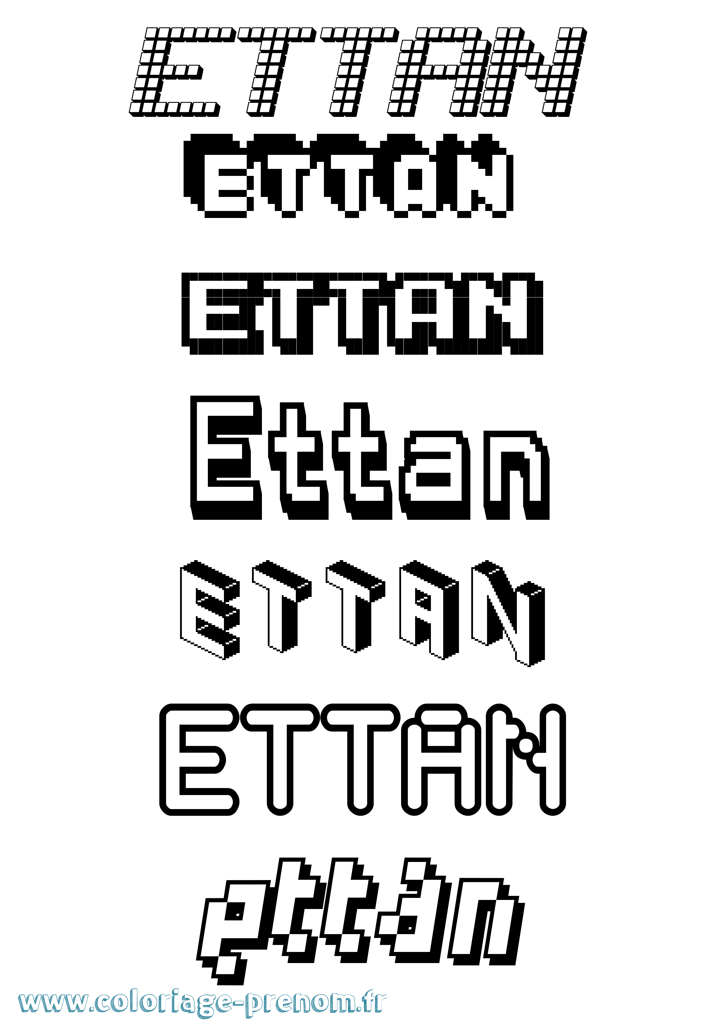 Coloriage Ettan Pixel Coloriage prénom Ettan Pixel