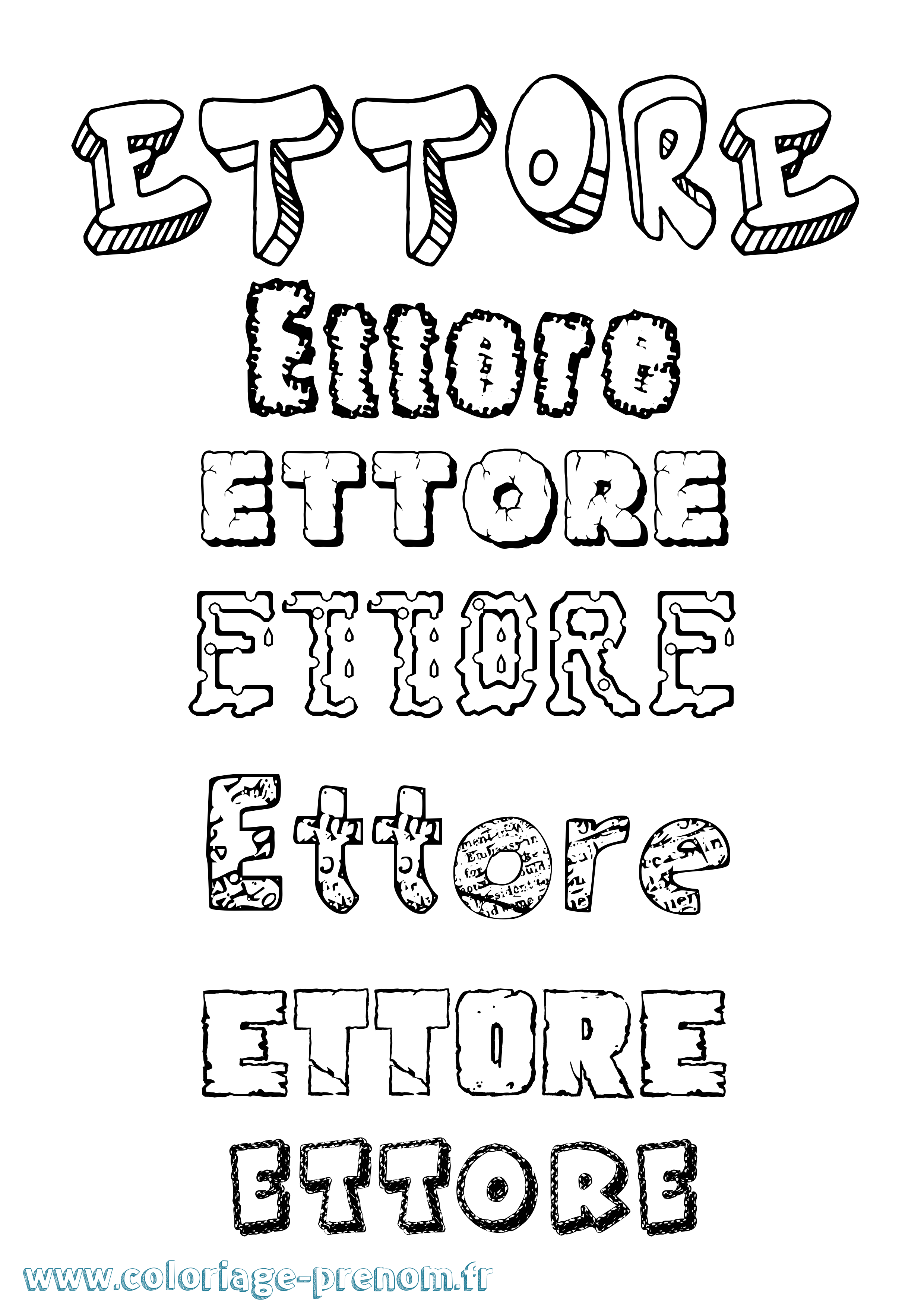 Coloriage Ettore Destructuré Coloriage prénom Ettore Destructuré
