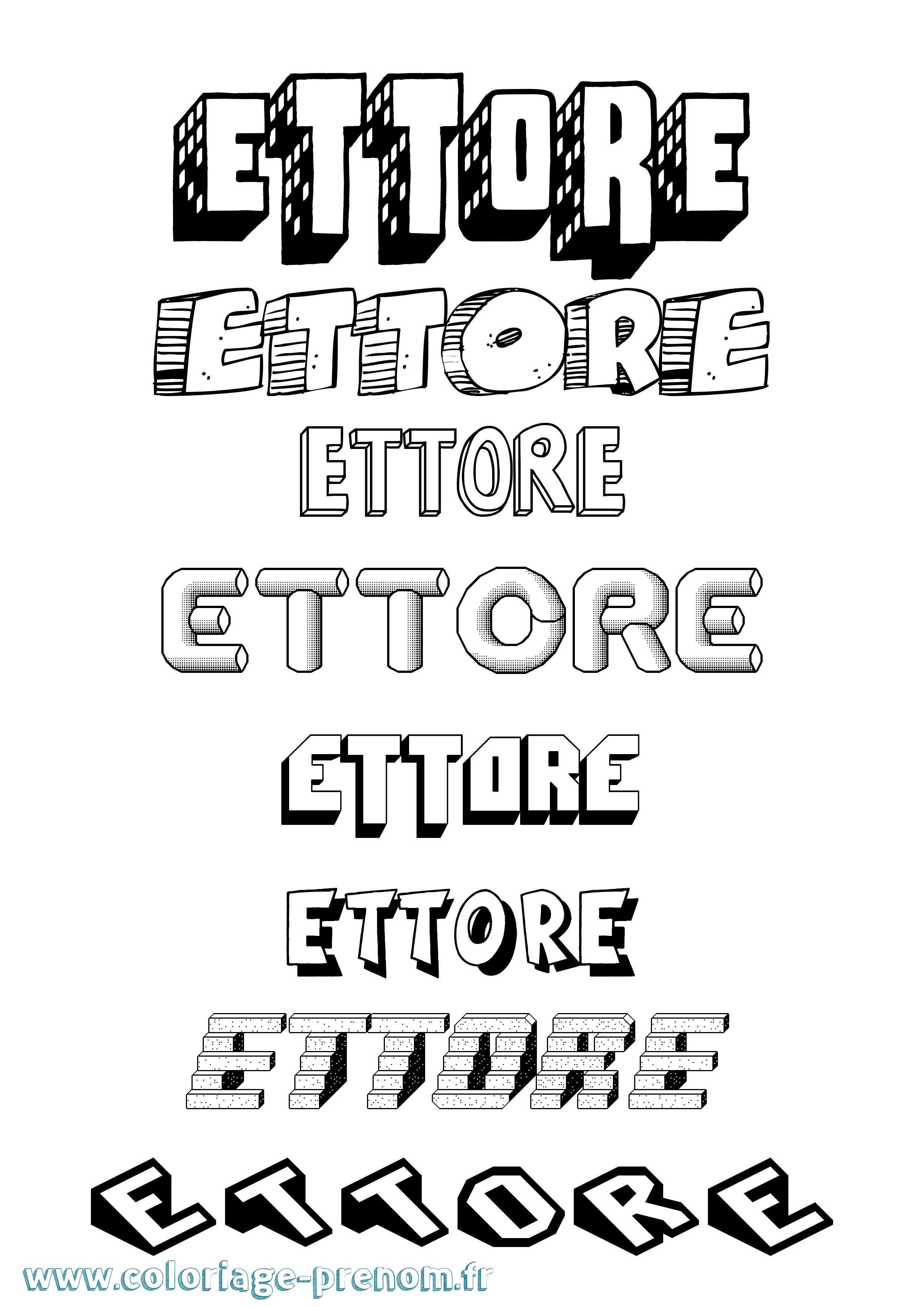 Coloriage Ettore Effet 3D Coloriage prénom Ettore Effet 3D