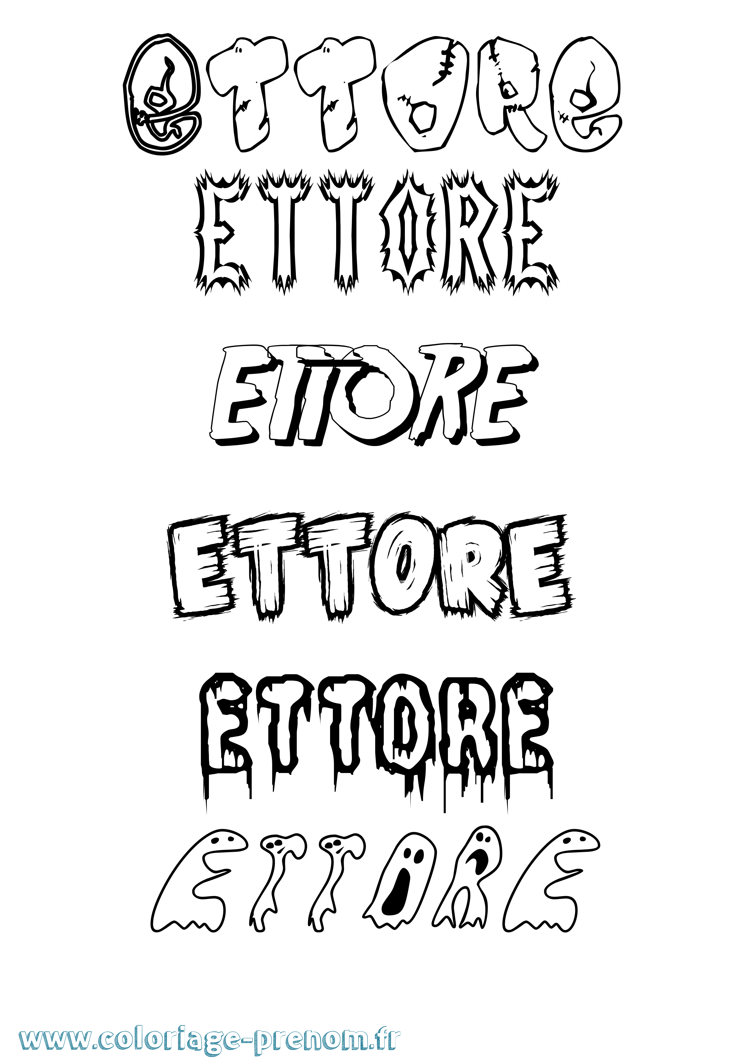Coloriage Ettore Frisson Coloriage prénom Ettore Frisson