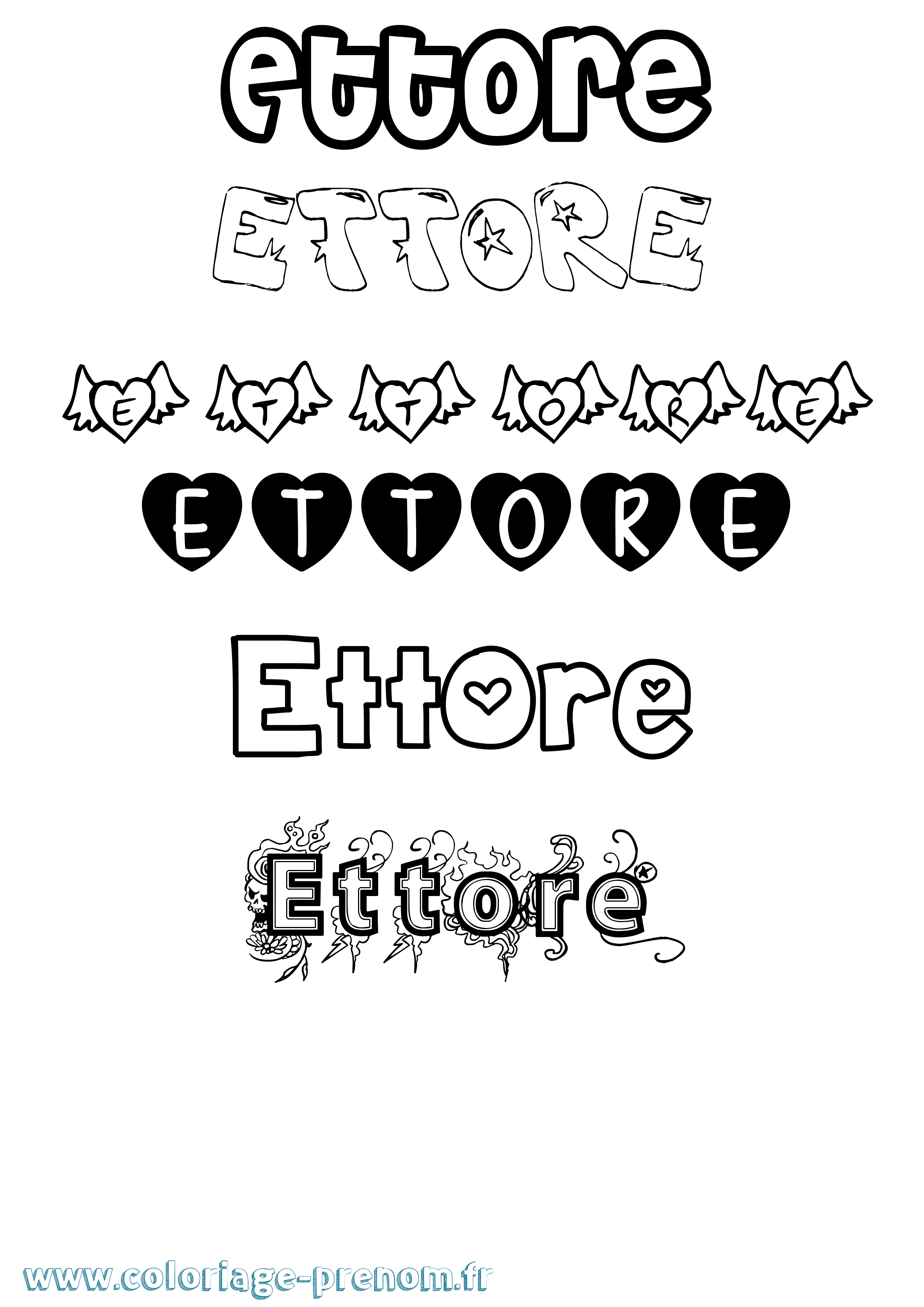Coloriage Ettore Girly Coloriage prénom Ettore Girly