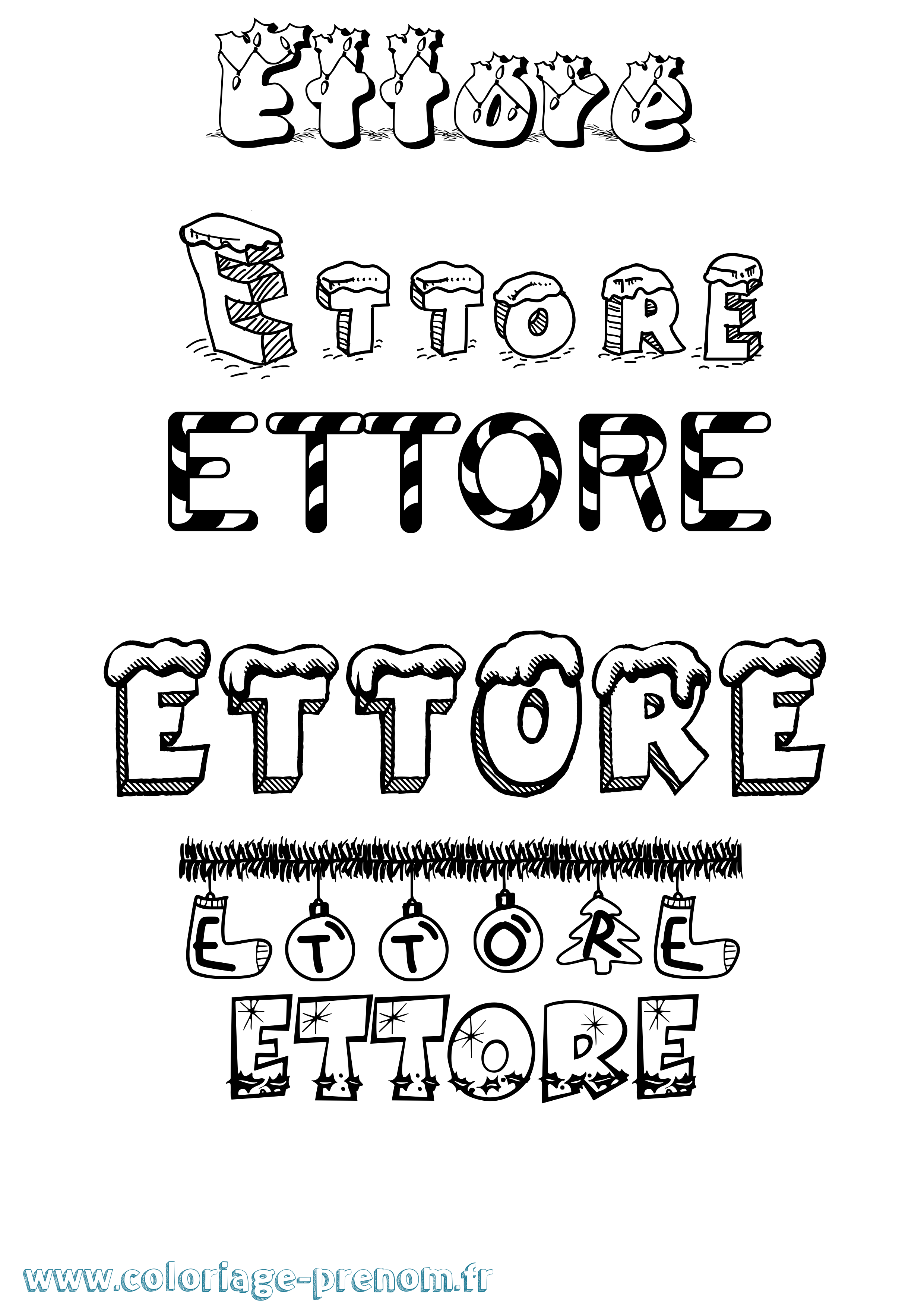 Coloriage Ettore Noël Coloriage prénom Ettore Noël