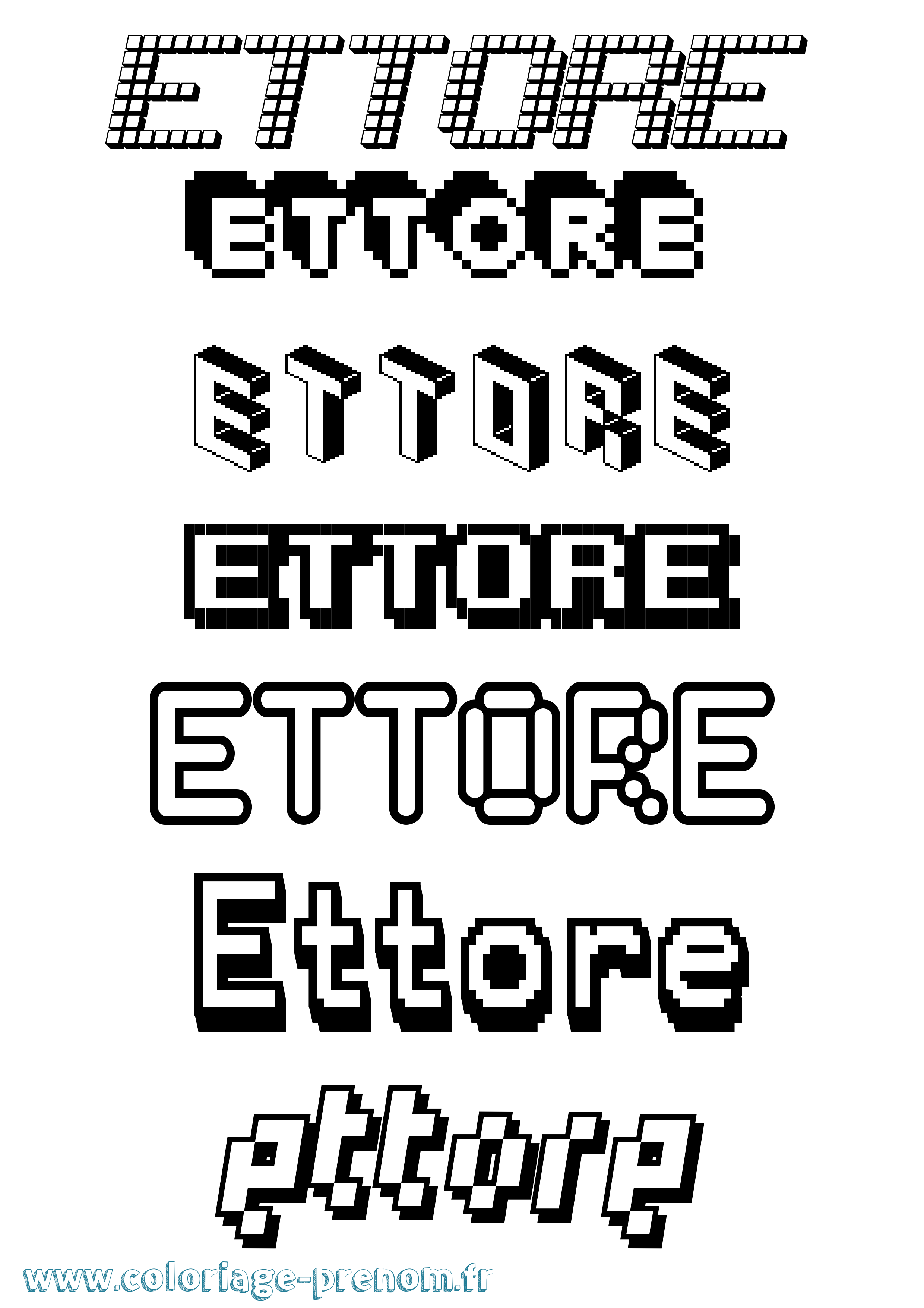 Coloriage Ettore Pixel Coloriage prénom Ettore Pixel