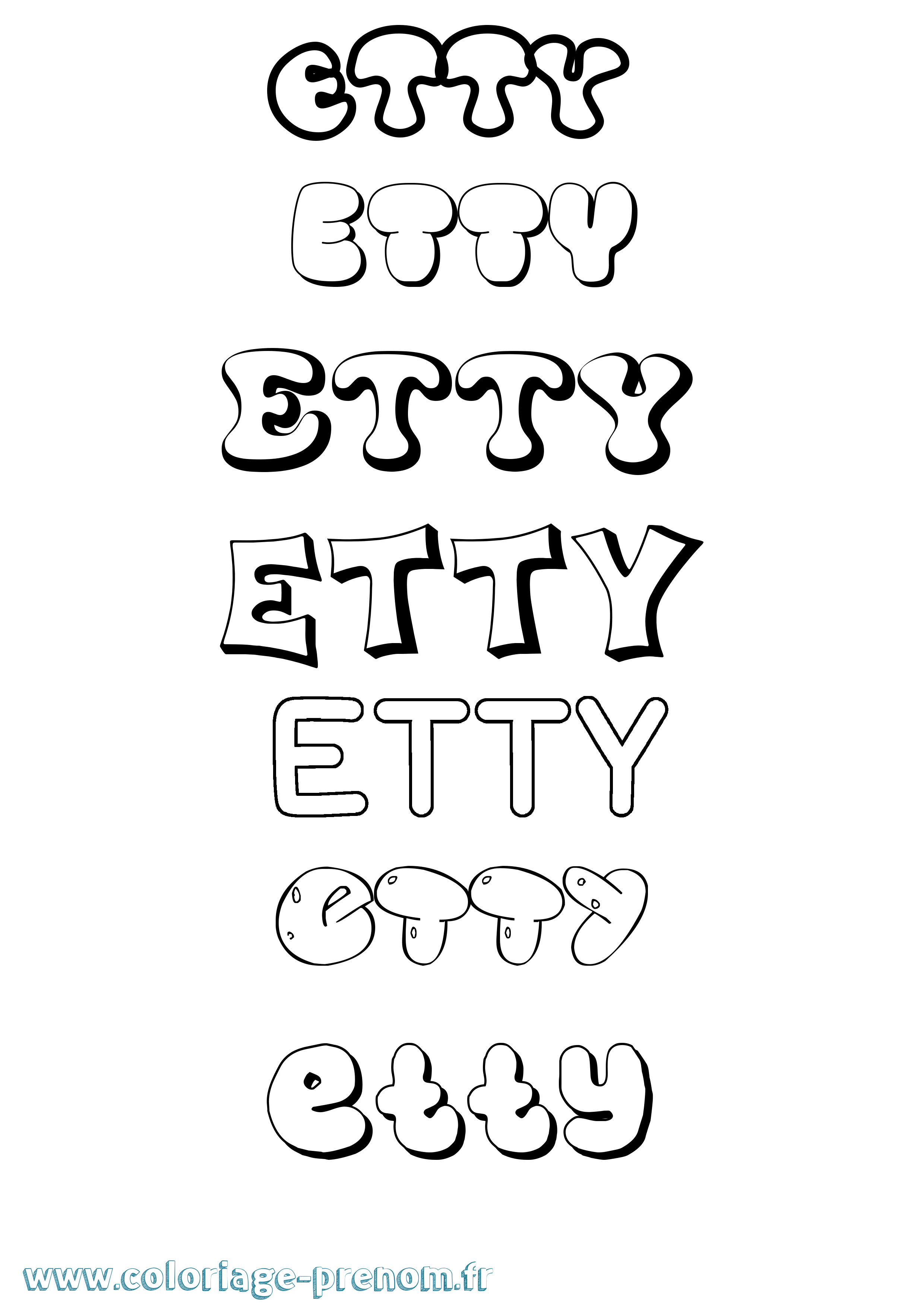 Coloriage Etty Bubble Coloriage prénom Etty Bubble