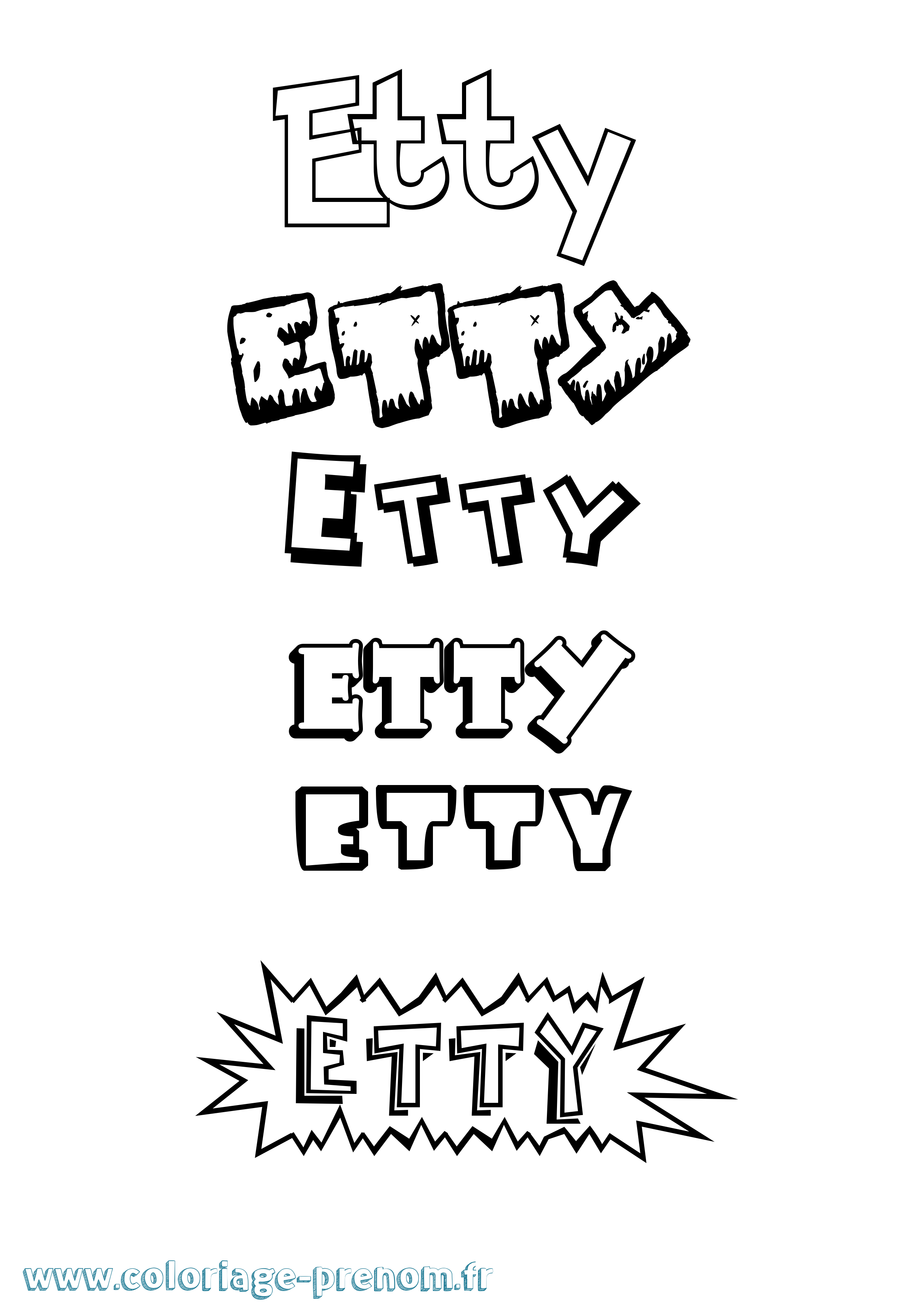 Coloriage Etty Dessin Animé Coloriage prénom Etty Dessin Animé