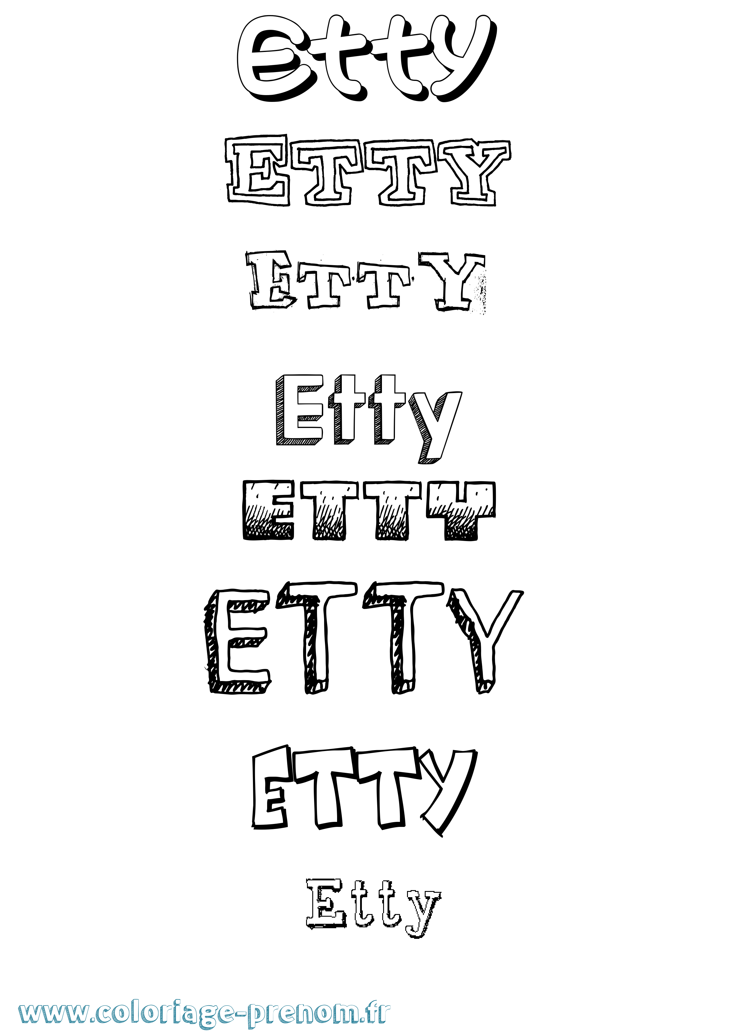Coloriage Etty Dessiné Coloriage prénom Etty Dessiné