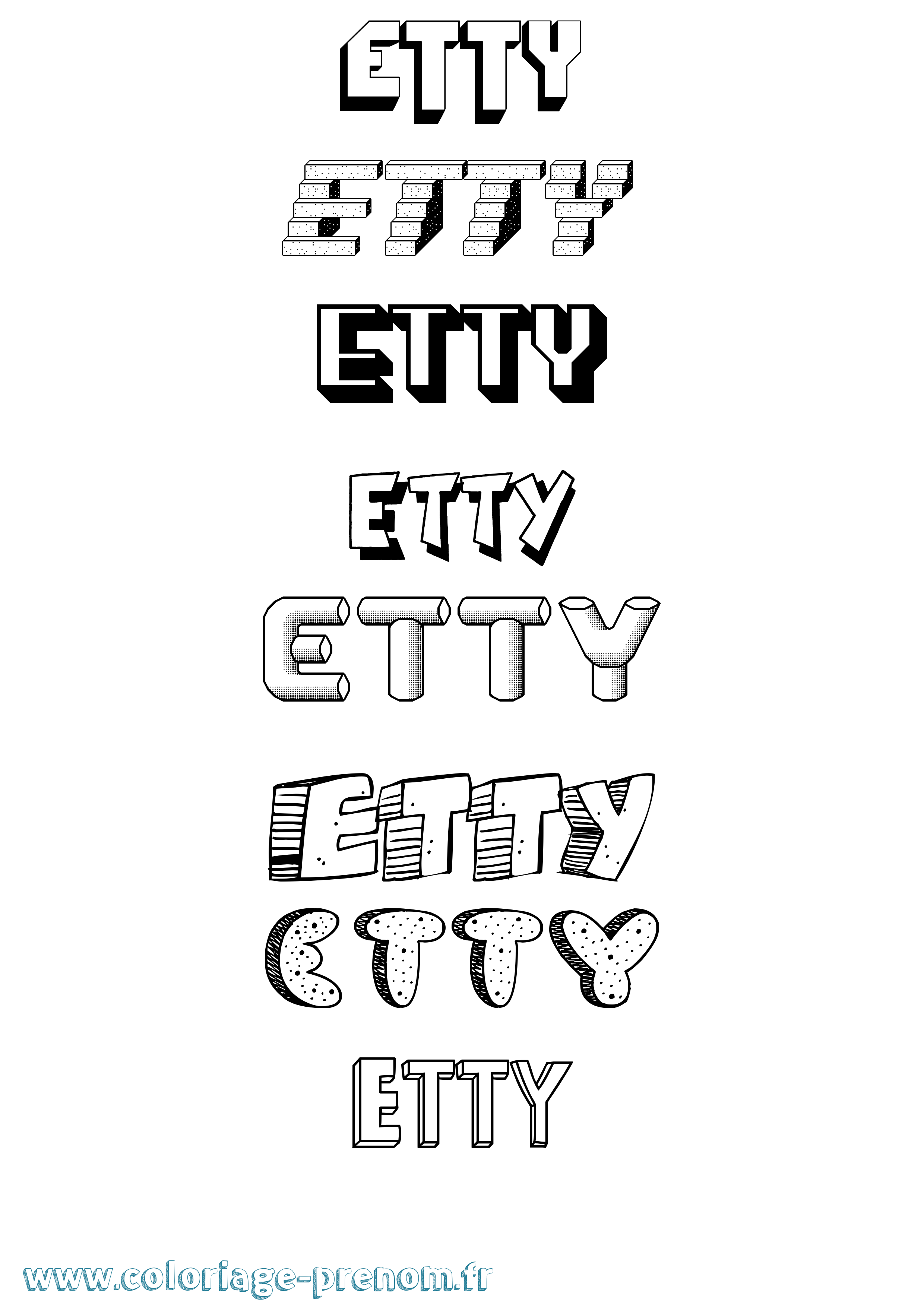 Coloriage Etty Effet 3D Coloriage prénom Etty Effet 3D