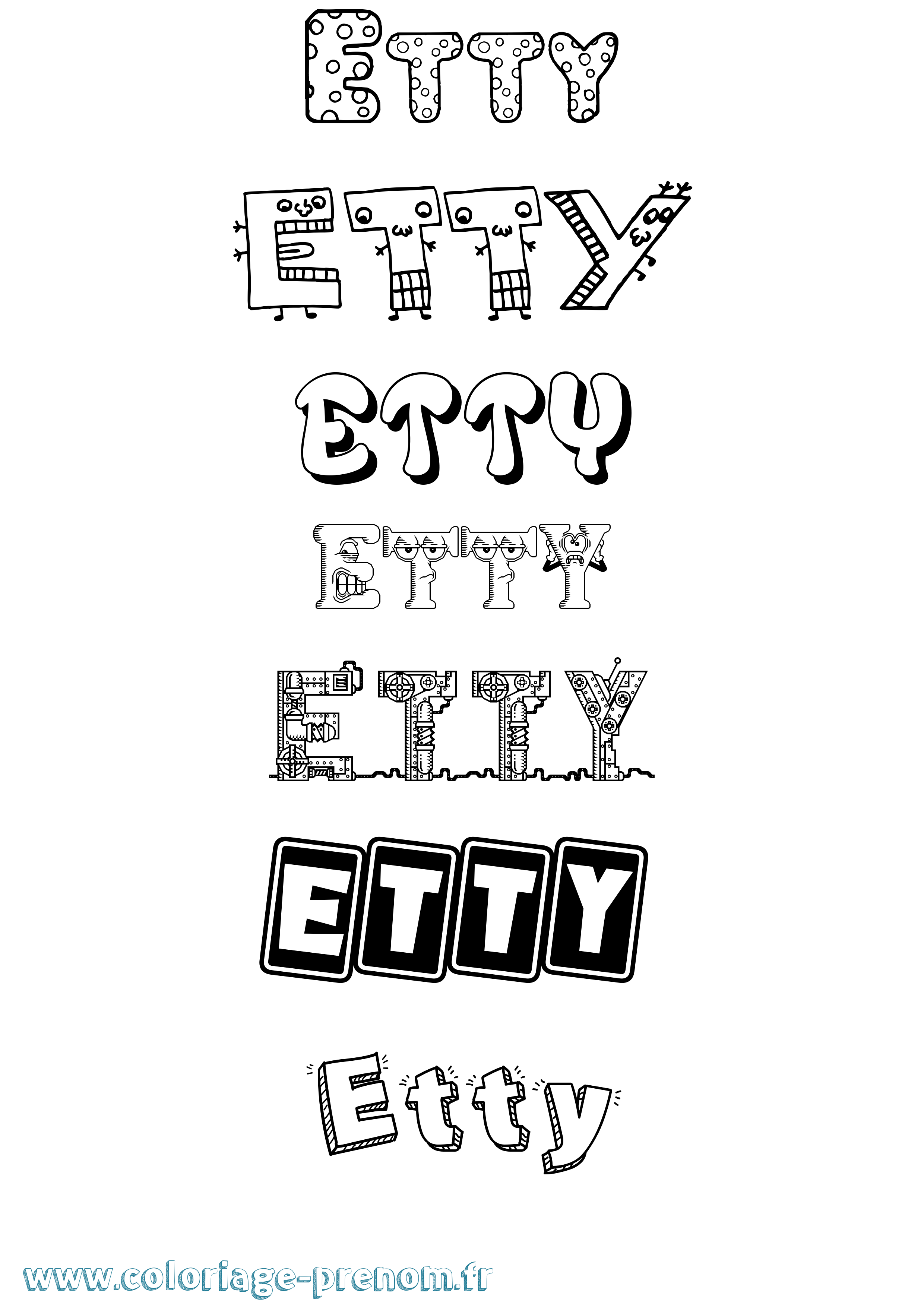 Coloriage Etty Fun Coloriage prénom Etty Fun