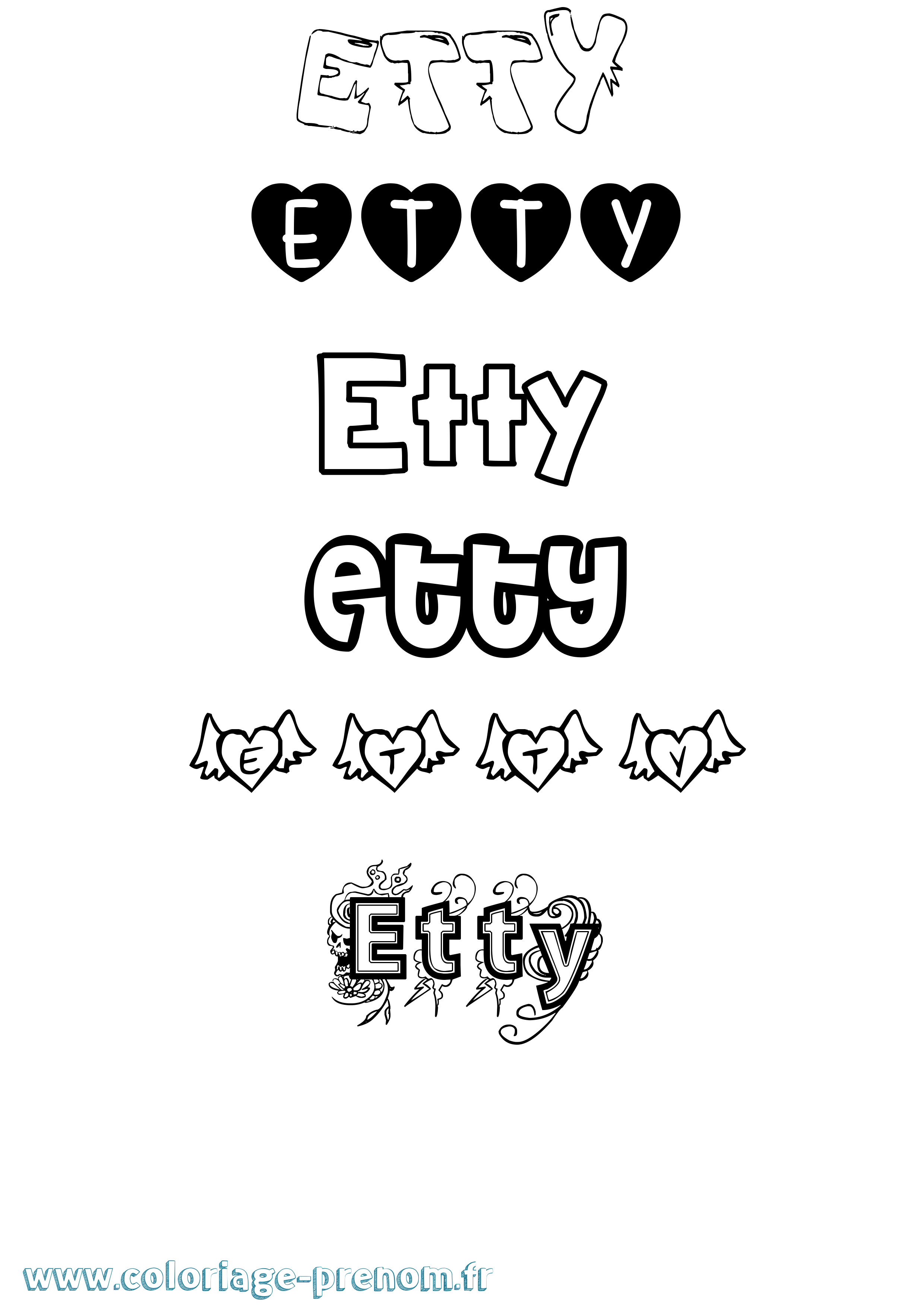 Coloriage Etty Girly Coloriage prénom Etty Girly