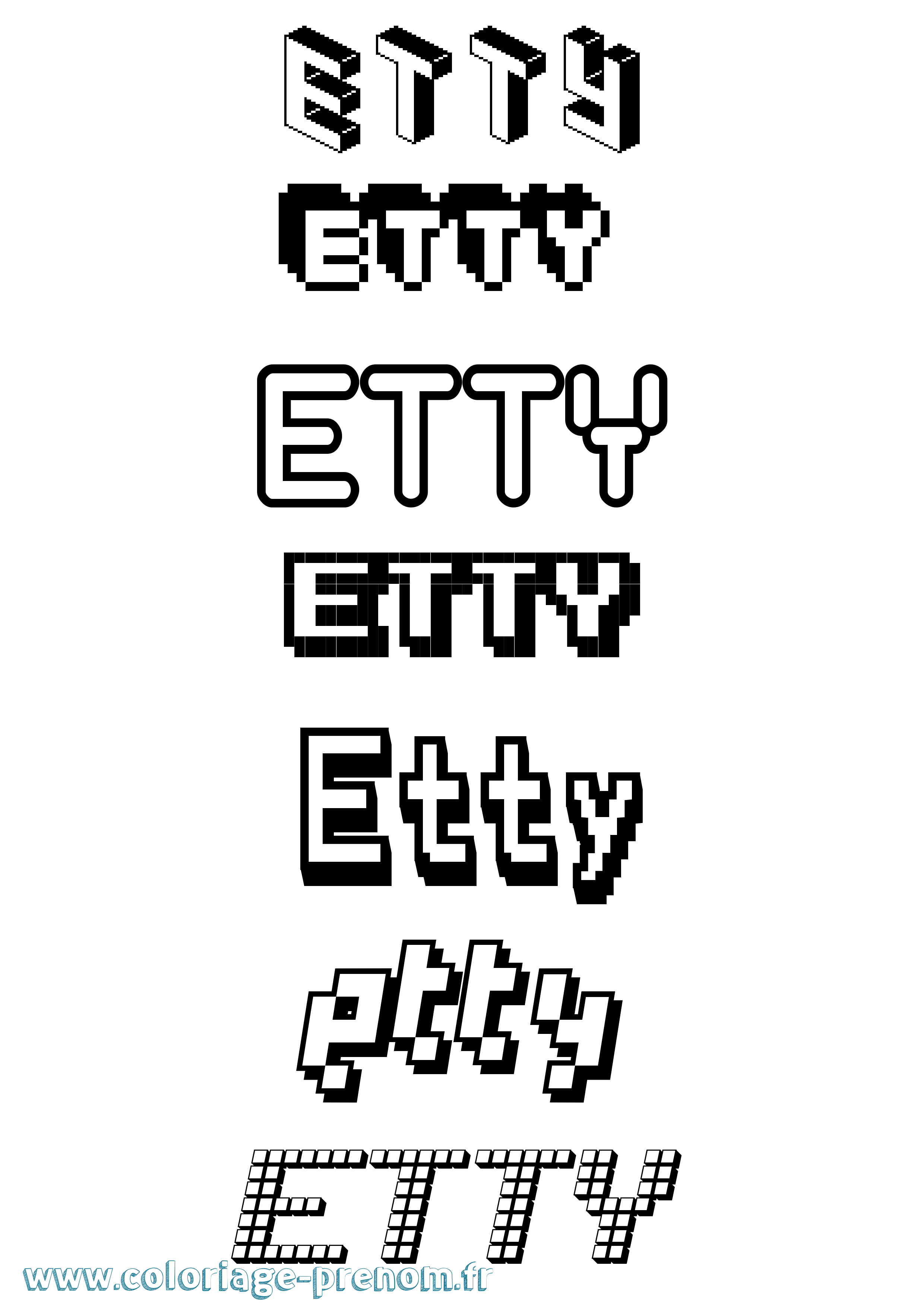 Coloriage Etty Pixel Coloriage prénom Etty Pixel