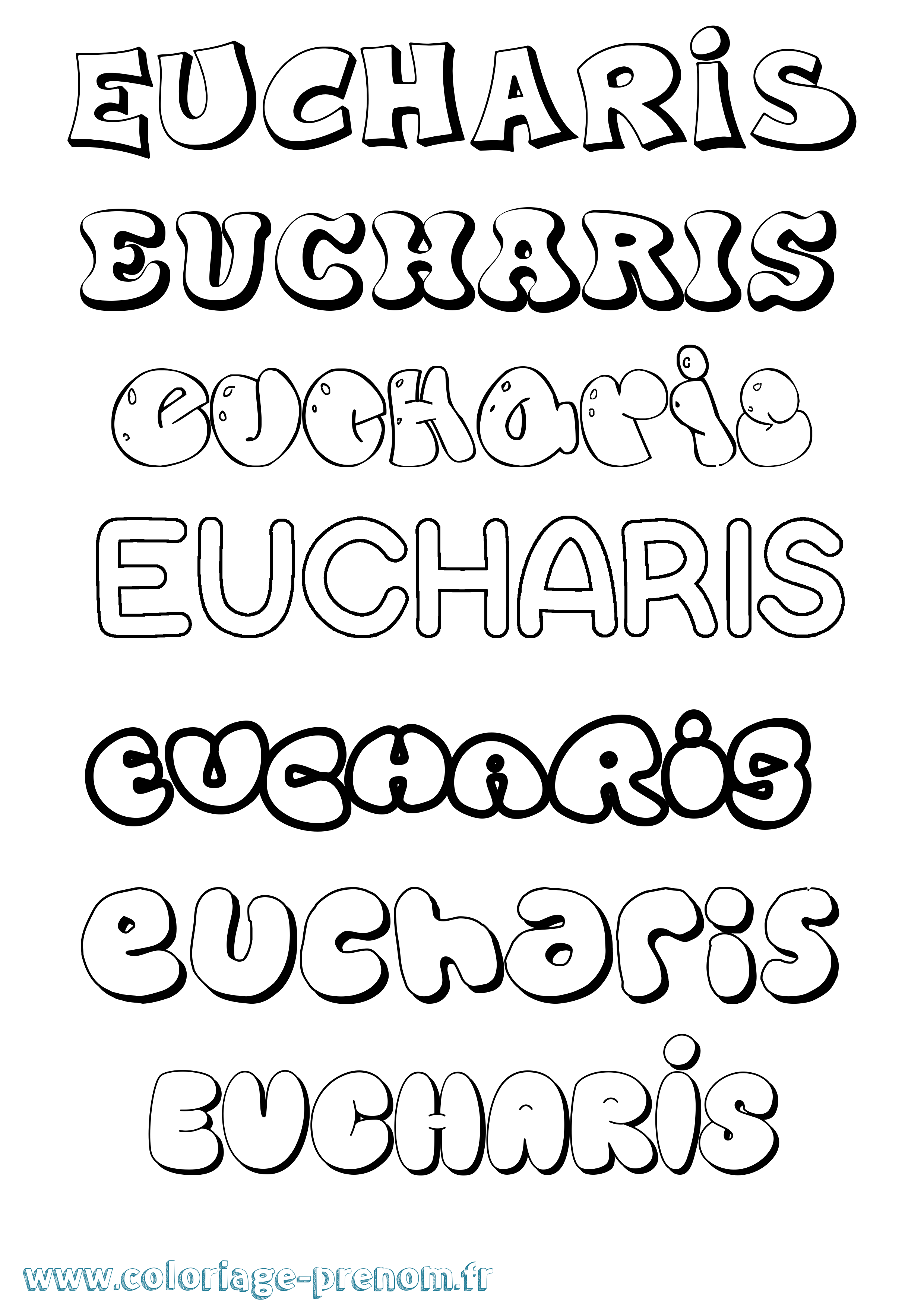 Coloriage Eucharis Bubble Coloriage prénom Eucharis Bubble