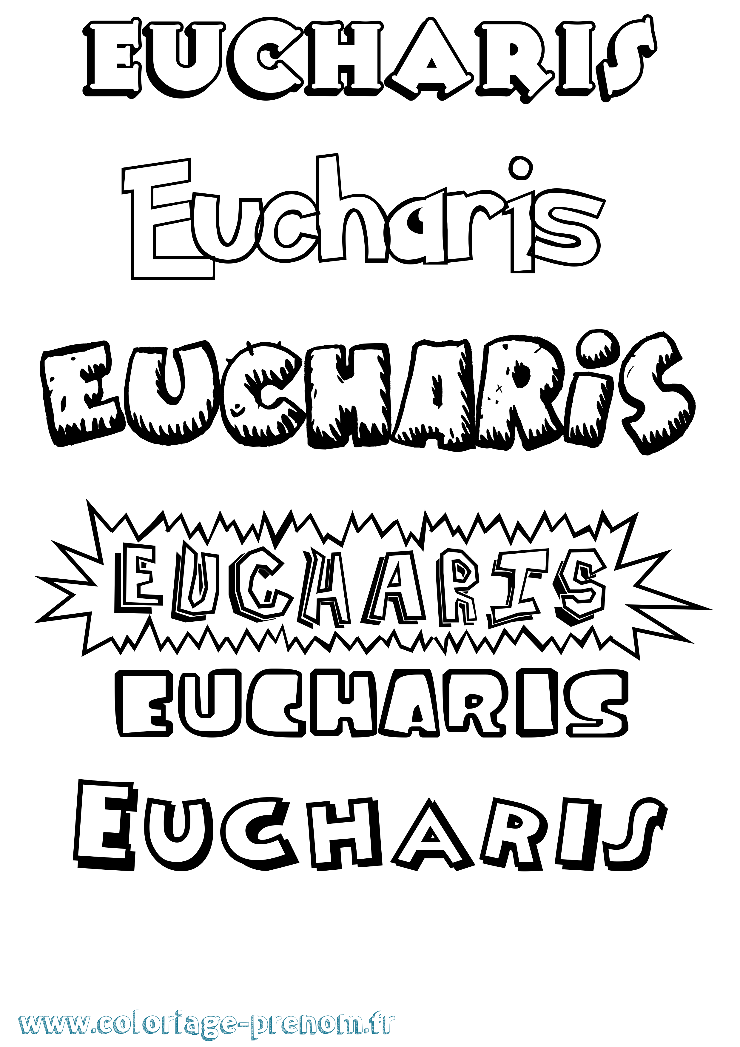 Coloriage Eucharis Dessin Animé Coloriage prénom Eucharis Dessin Animé