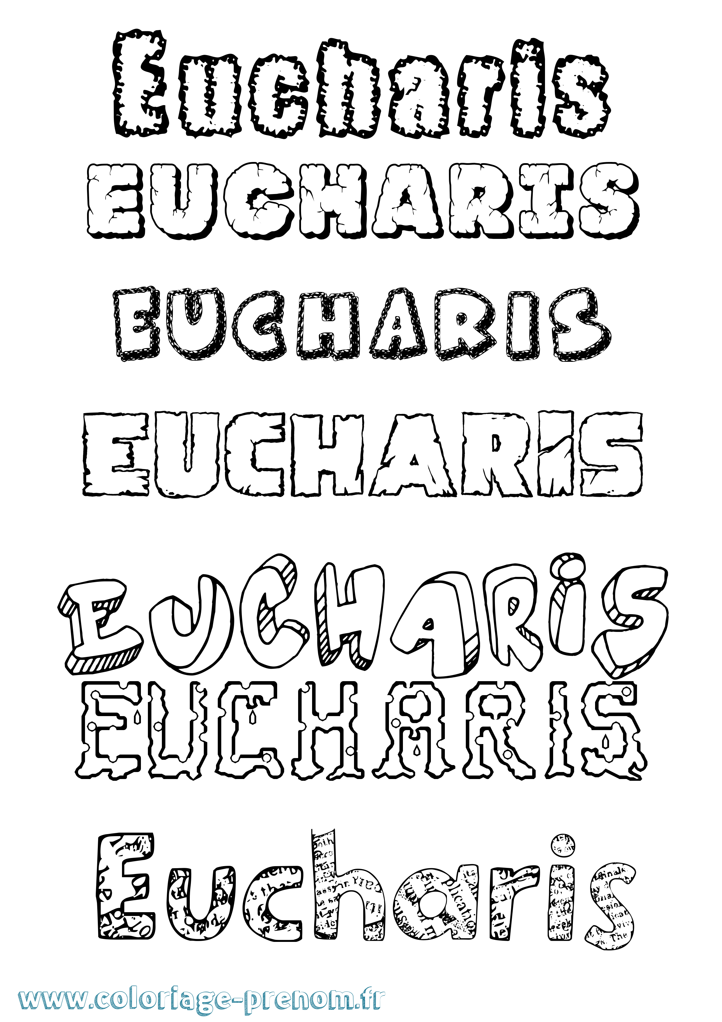 Coloriage Eucharis Destructuré Coloriage prénom Eucharis Destructuré