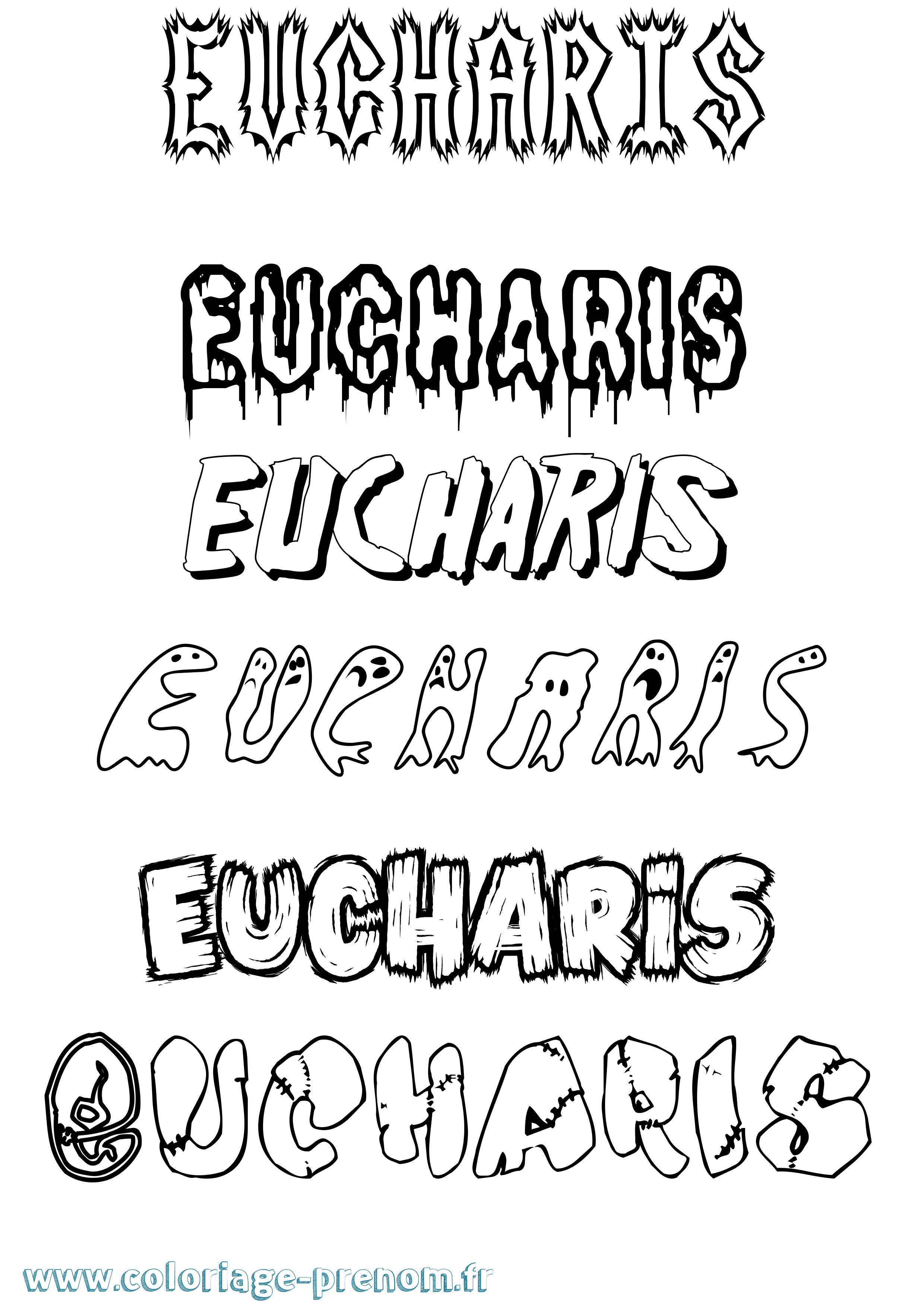 Coloriage Eucharis Frisson Coloriage prénom Eucharis Frisson