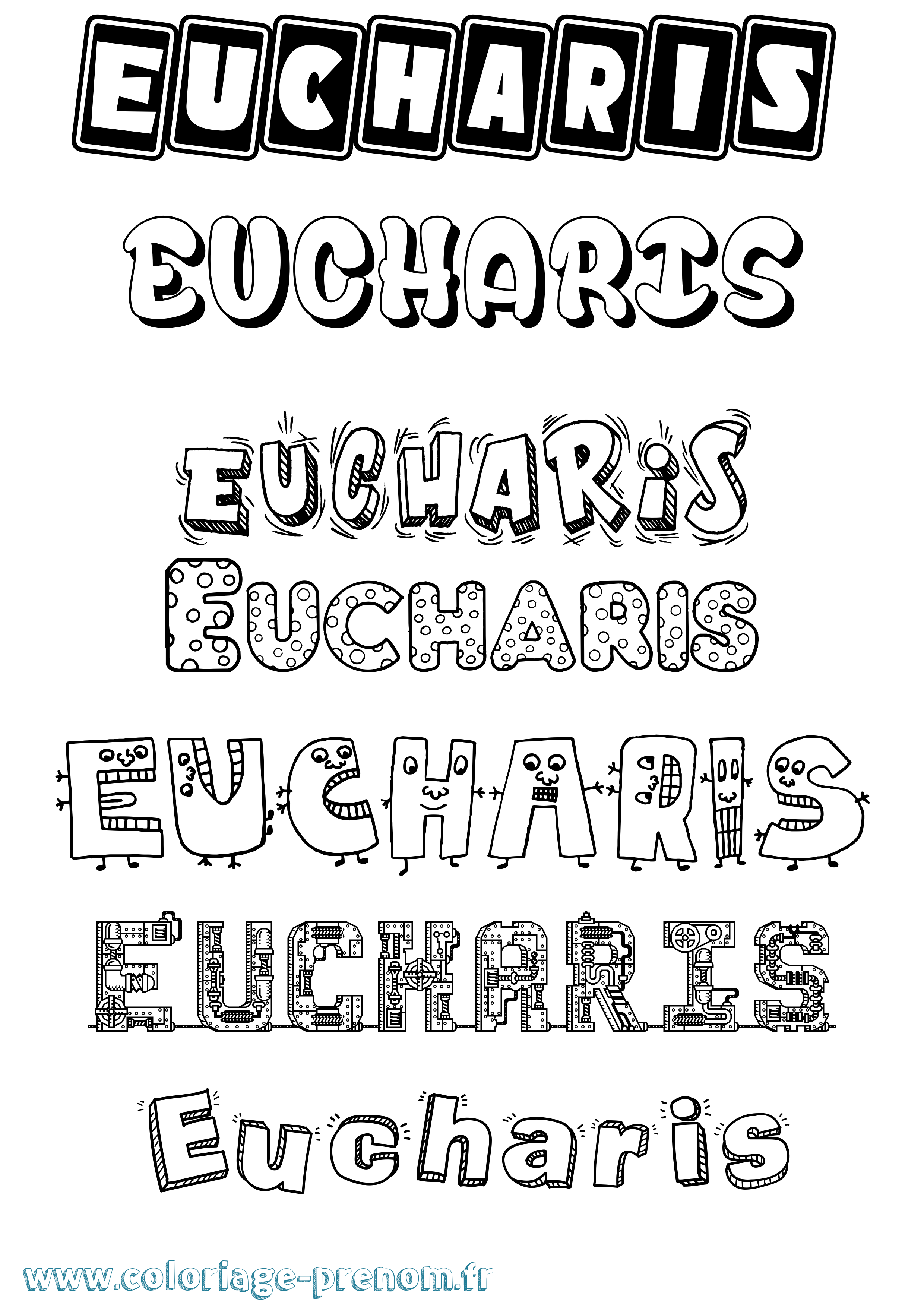 Coloriage Eucharis Fun Coloriage prénom Eucharis Fun