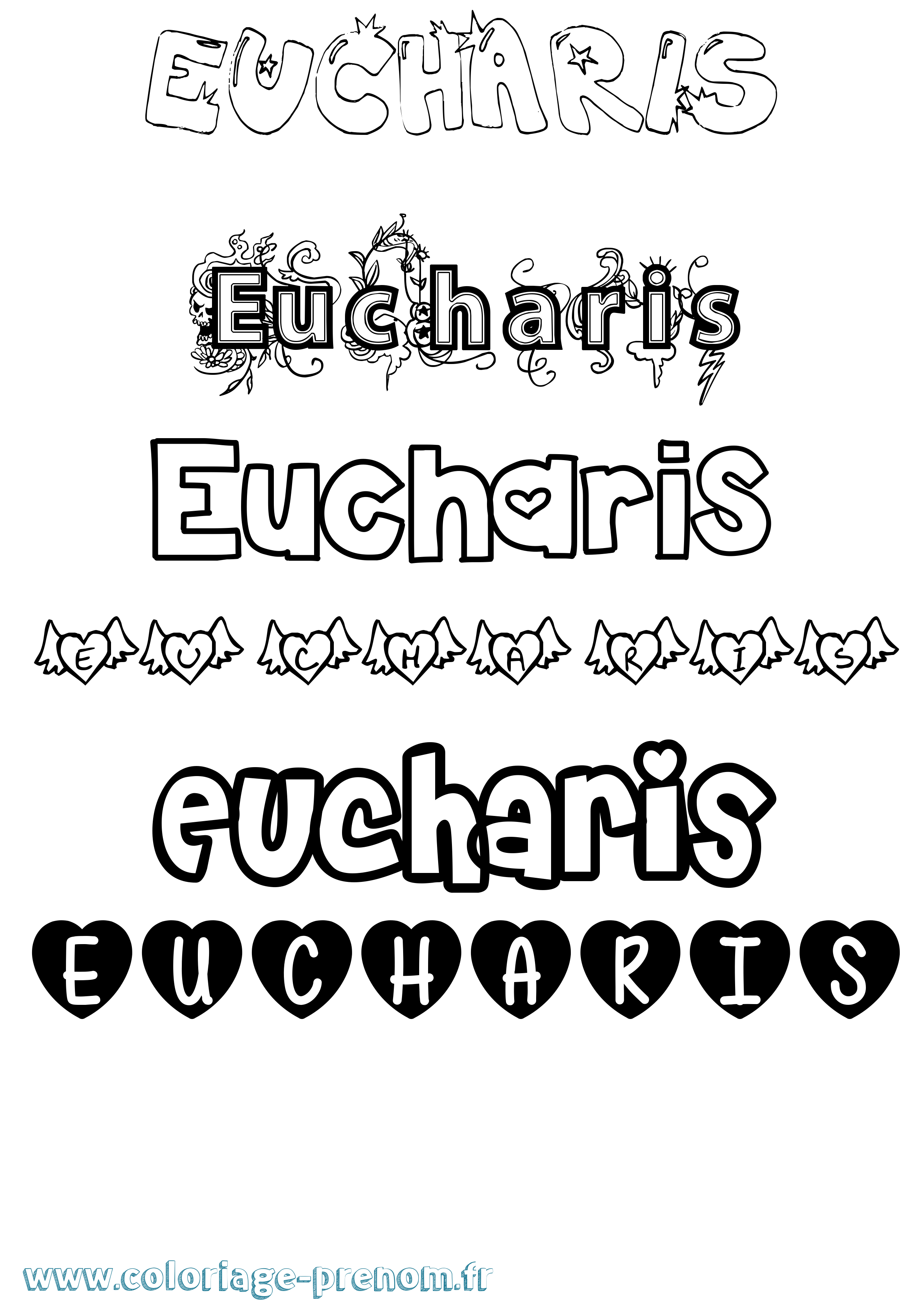 Coloriage Eucharis Girly Coloriage prénom Eucharis Girly