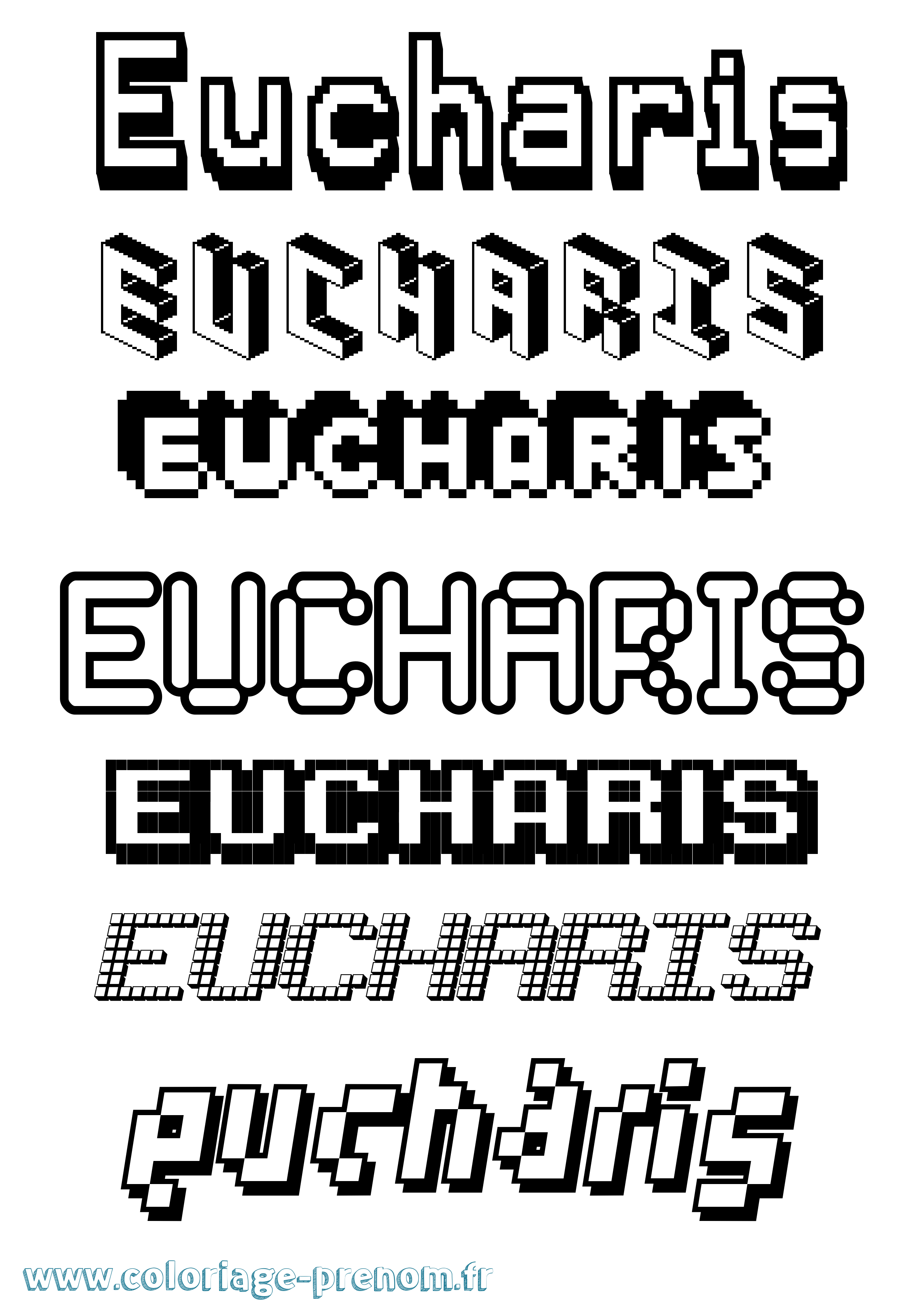 Coloriage Eucharis Pixel Coloriage prénom Eucharis Pixel