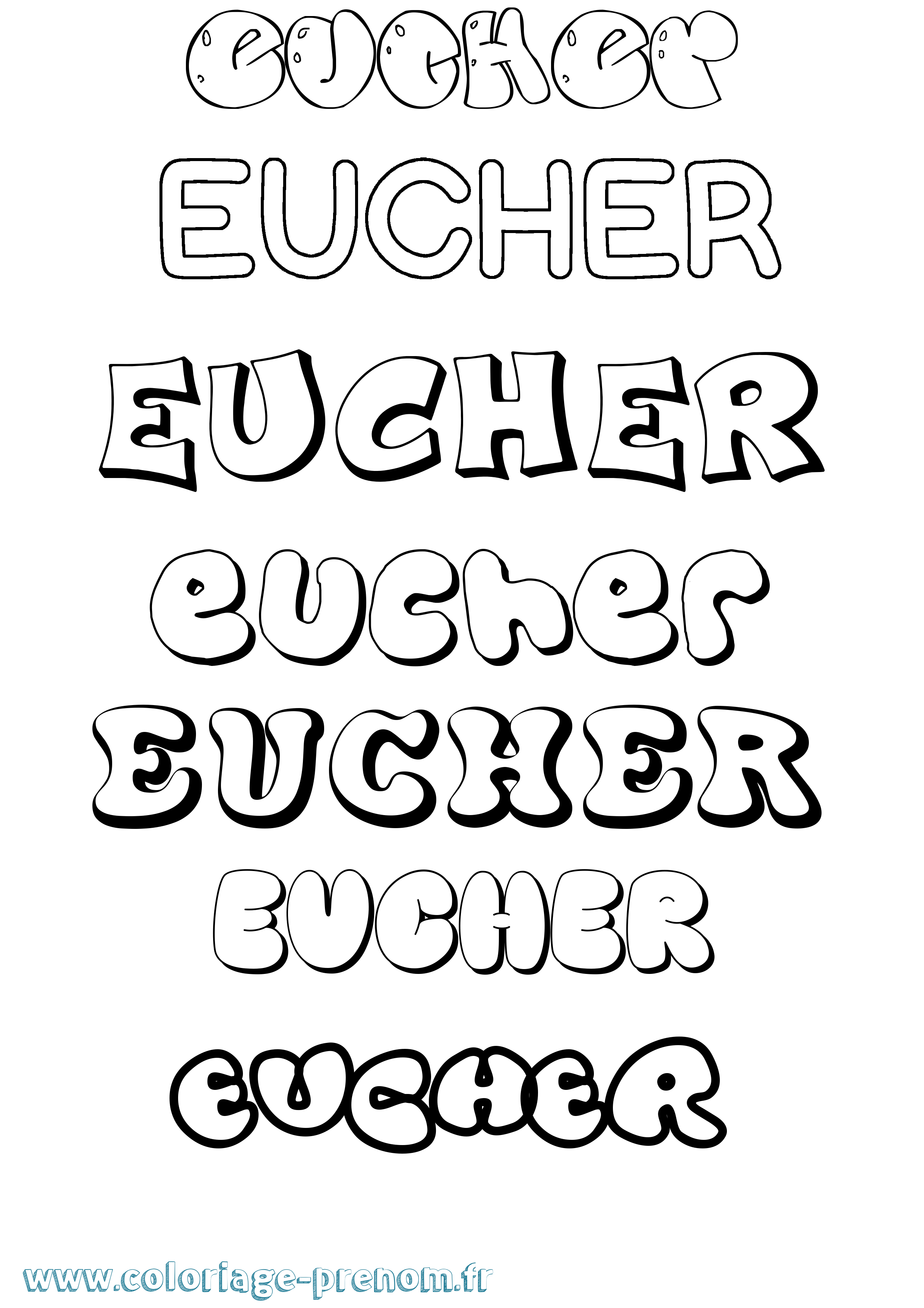 Coloriage Eucher Bubble Coloriage prénom Eucher Bubble