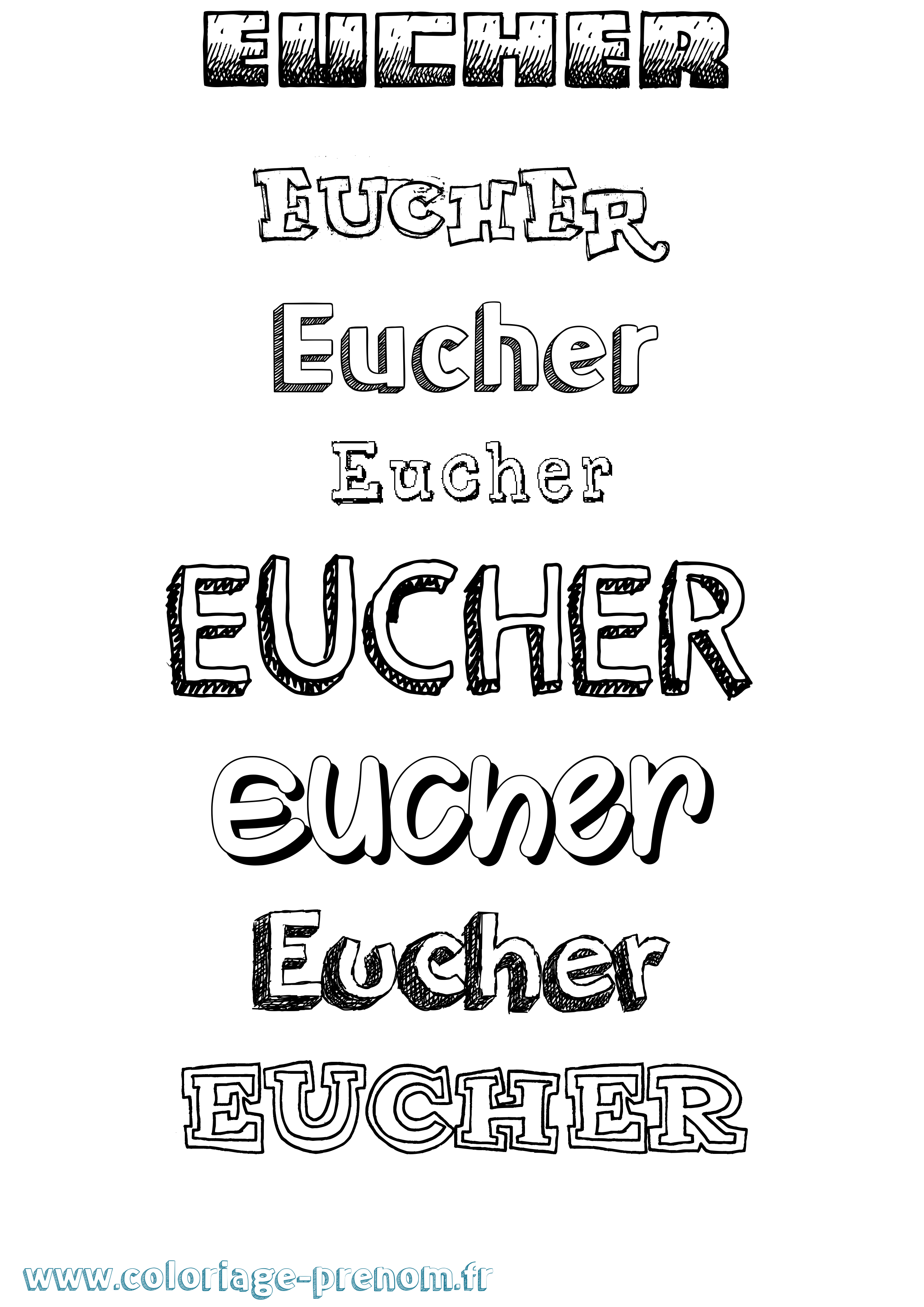 Coloriage Eucher Dessiné Coloriage prénom Eucher Dessiné