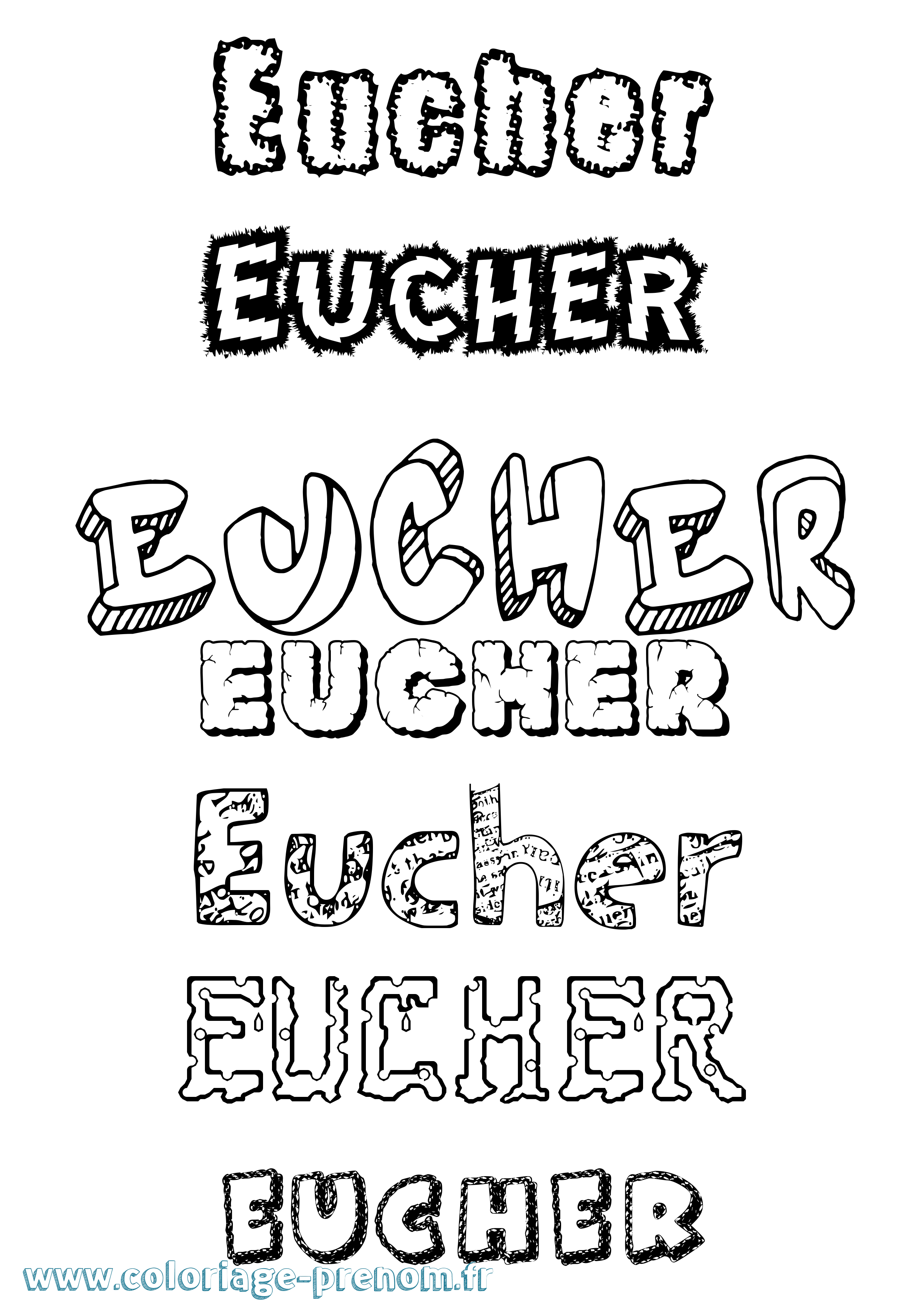 Coloriage Eucher Destructuré Coloriage prénom Eucher Destructuré
