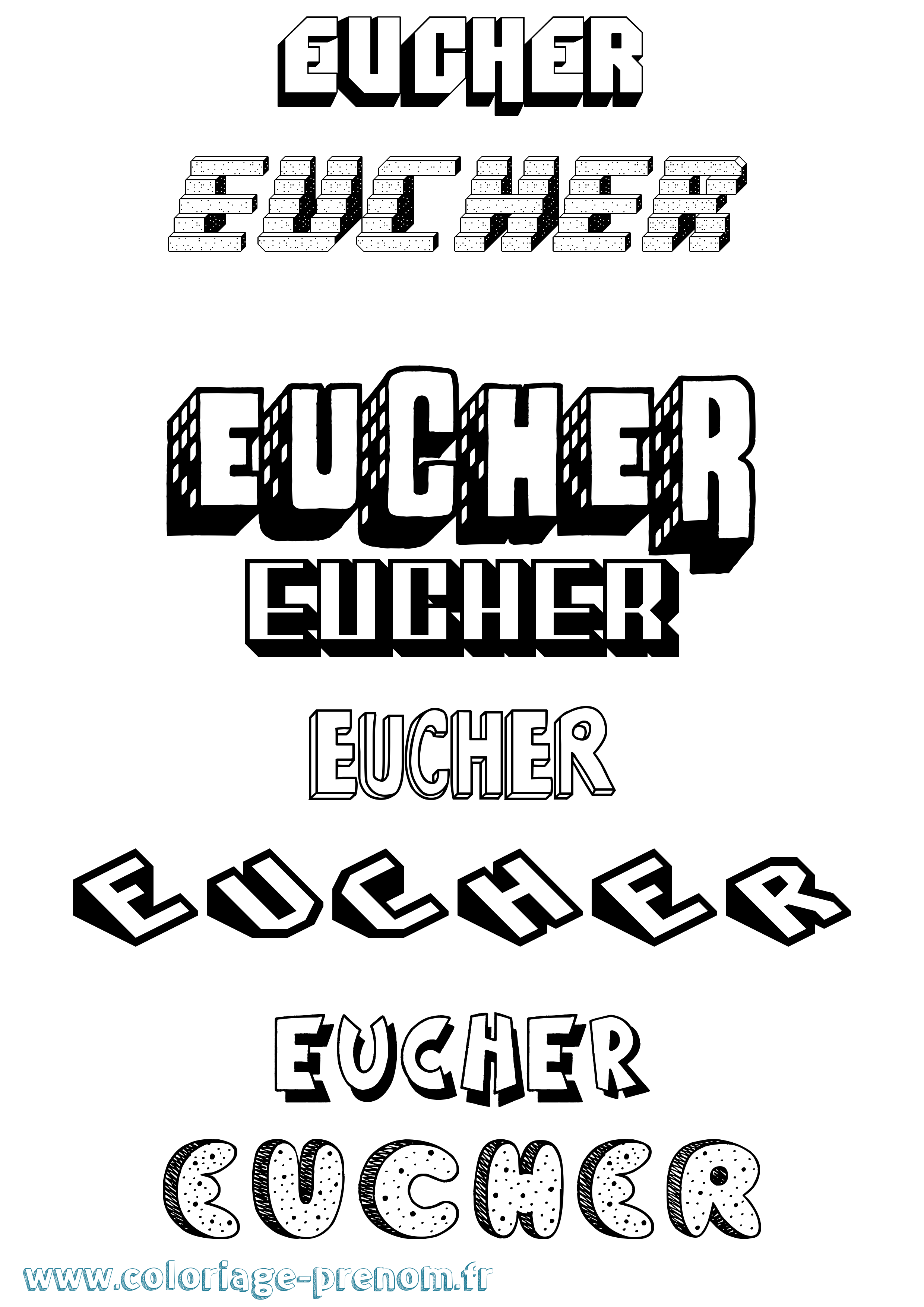 Coloriage Eucher Effet 3D Coloriage prénom Eucher Effet 3D