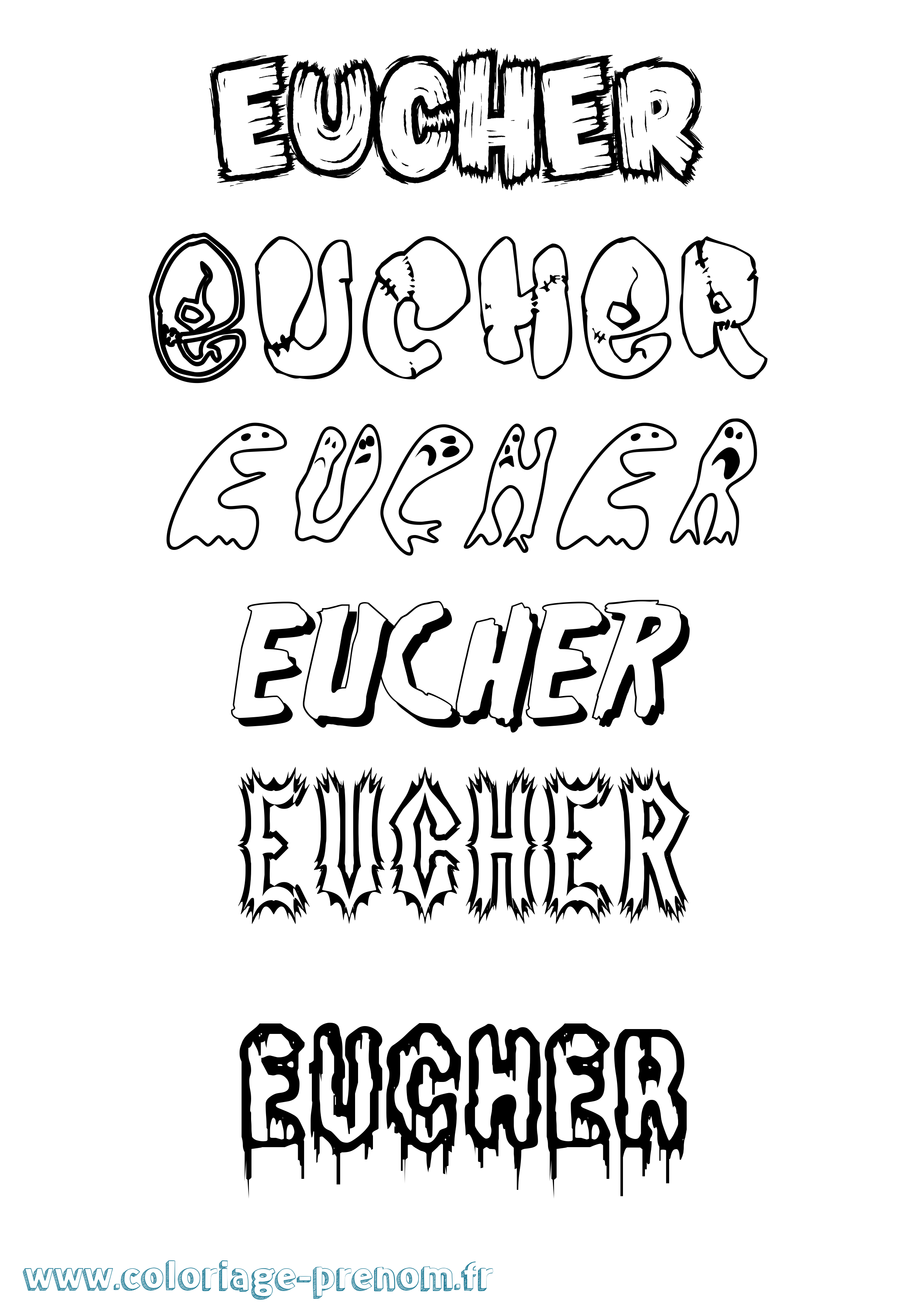 Coloriage Eucher Frisson Coloriage prénom Eucher Frisson