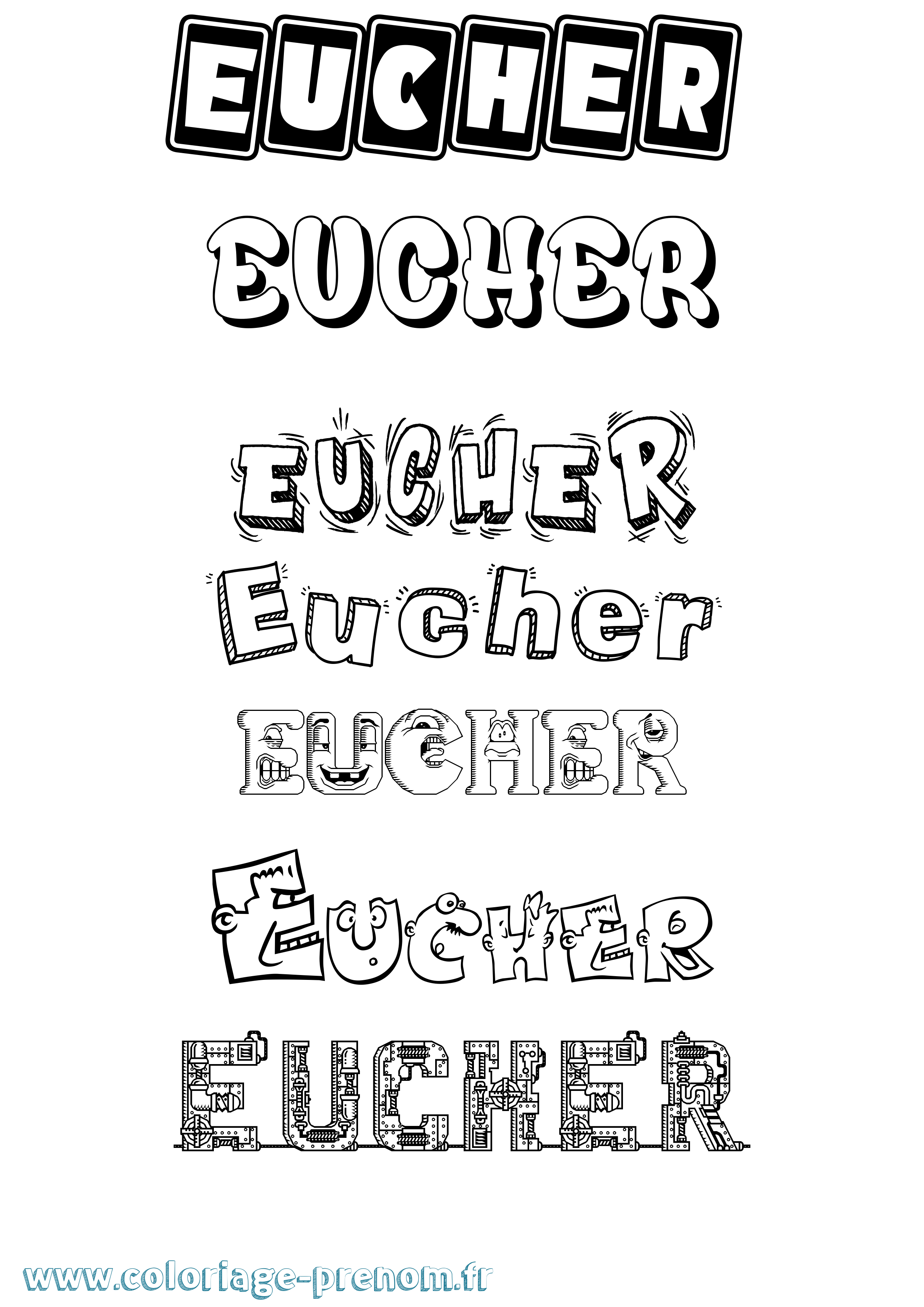 Coloriage Eucher Fun Coloriage prénom Eucher Fun