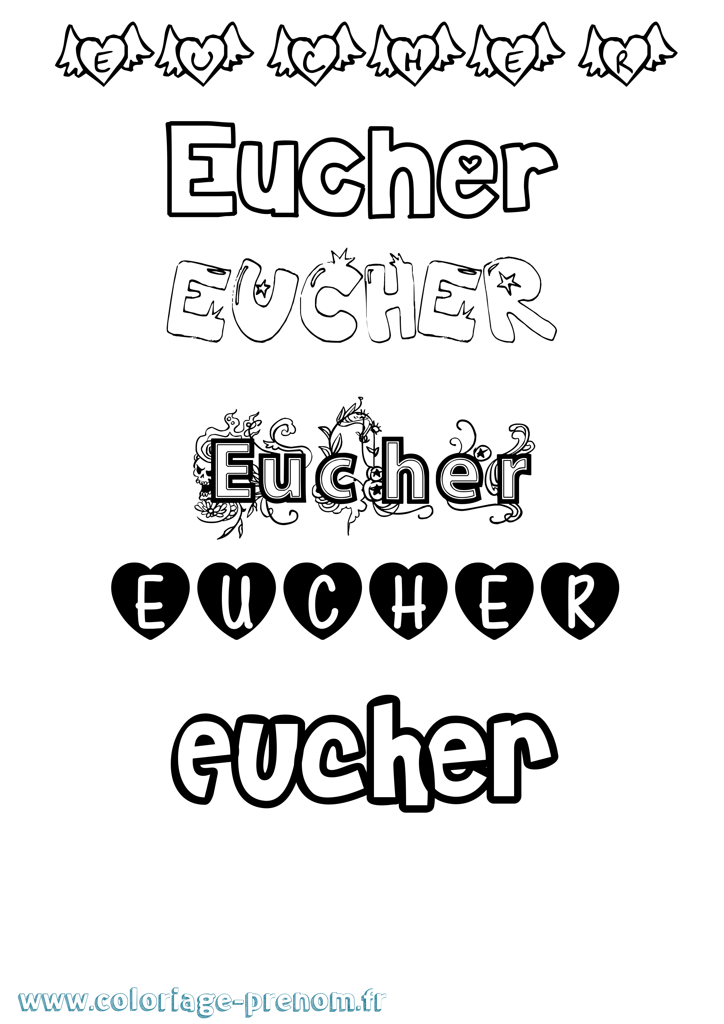 Coloriage Eucher Girly Coloriage prénom Eucher Girly