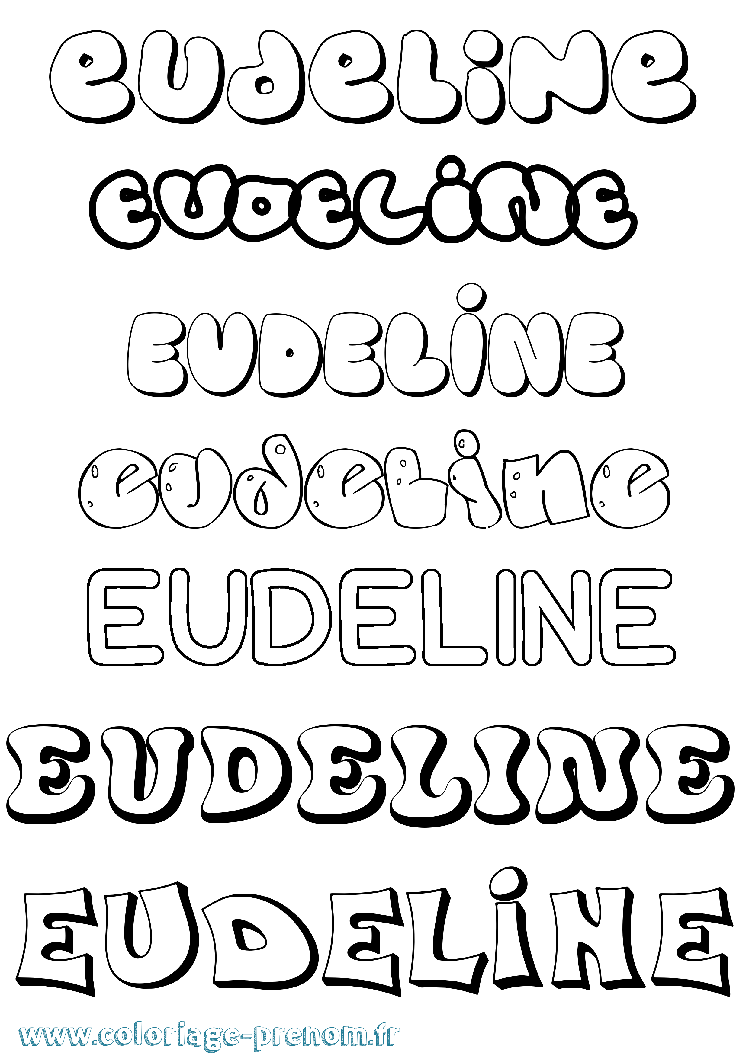 Coloriage Eudeline Bubble Coloriage prénom Eudeline Bubble