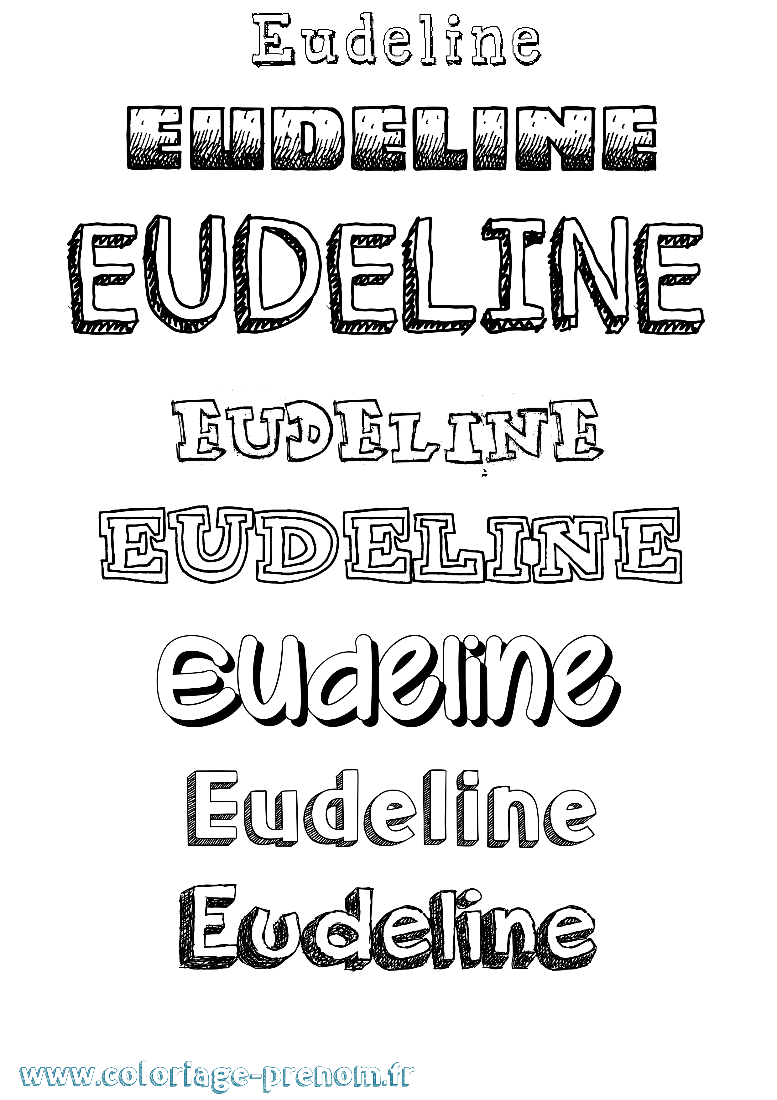 Coloriage Eudeline Dessiné Coloriage prénom Eudeline Dessiné