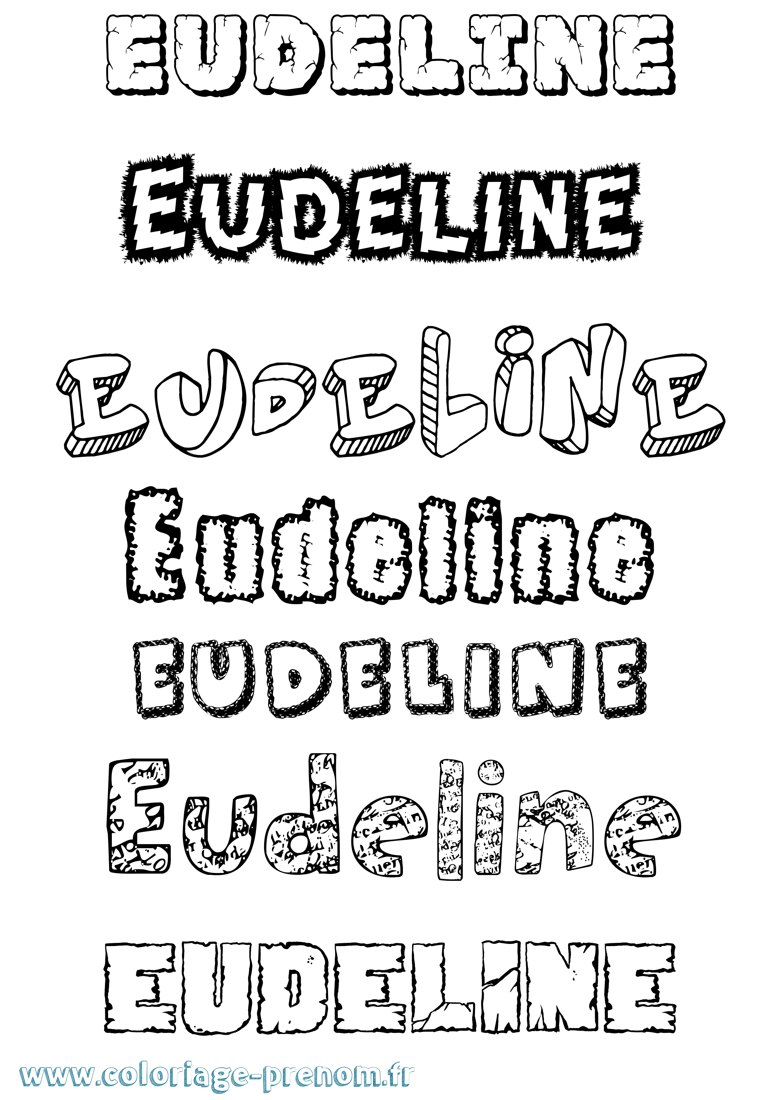 Coloriage Eudeline Destructuré Coloriage prénom Eudeline Destructuré
