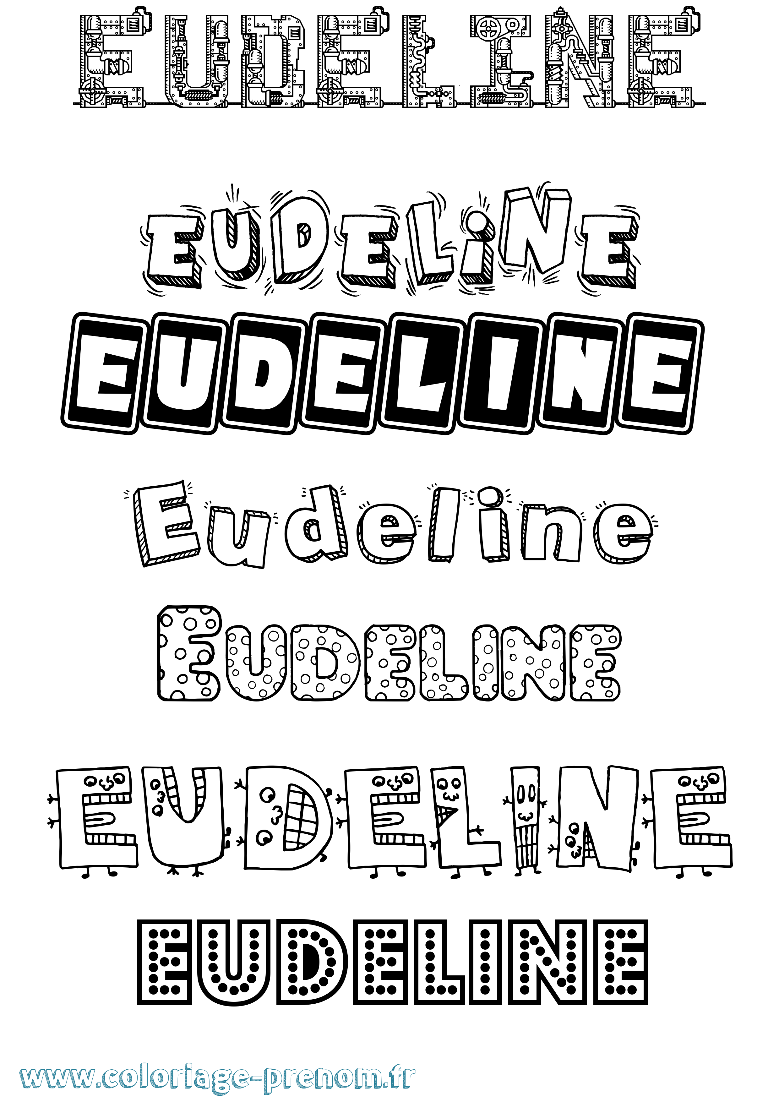 Coloriage Eudeline Fun Coloriage prénom Eudeline Fun