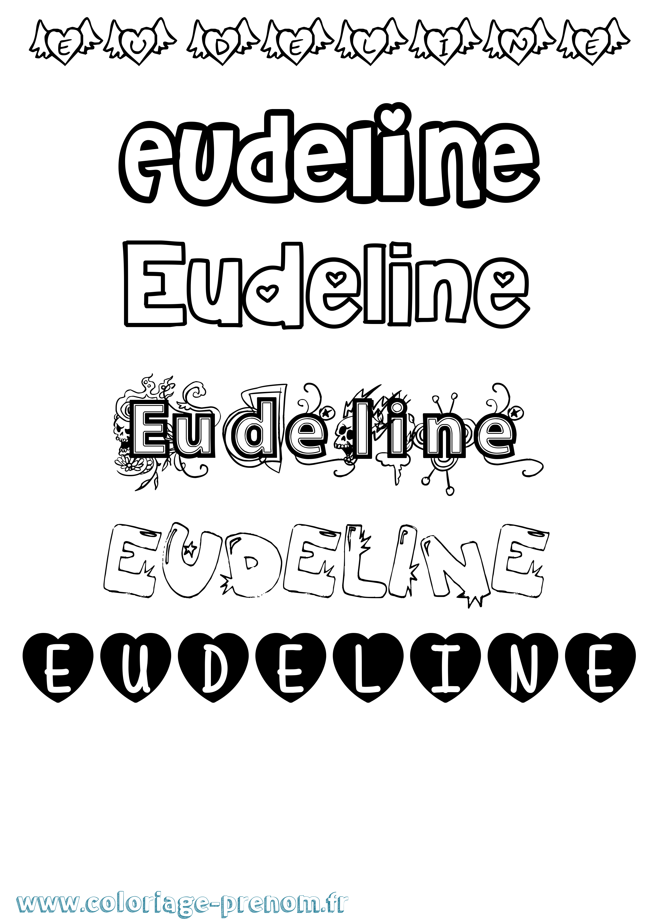 Coloriage Eudeline Girly Coloriage prénom Eudeline Girly