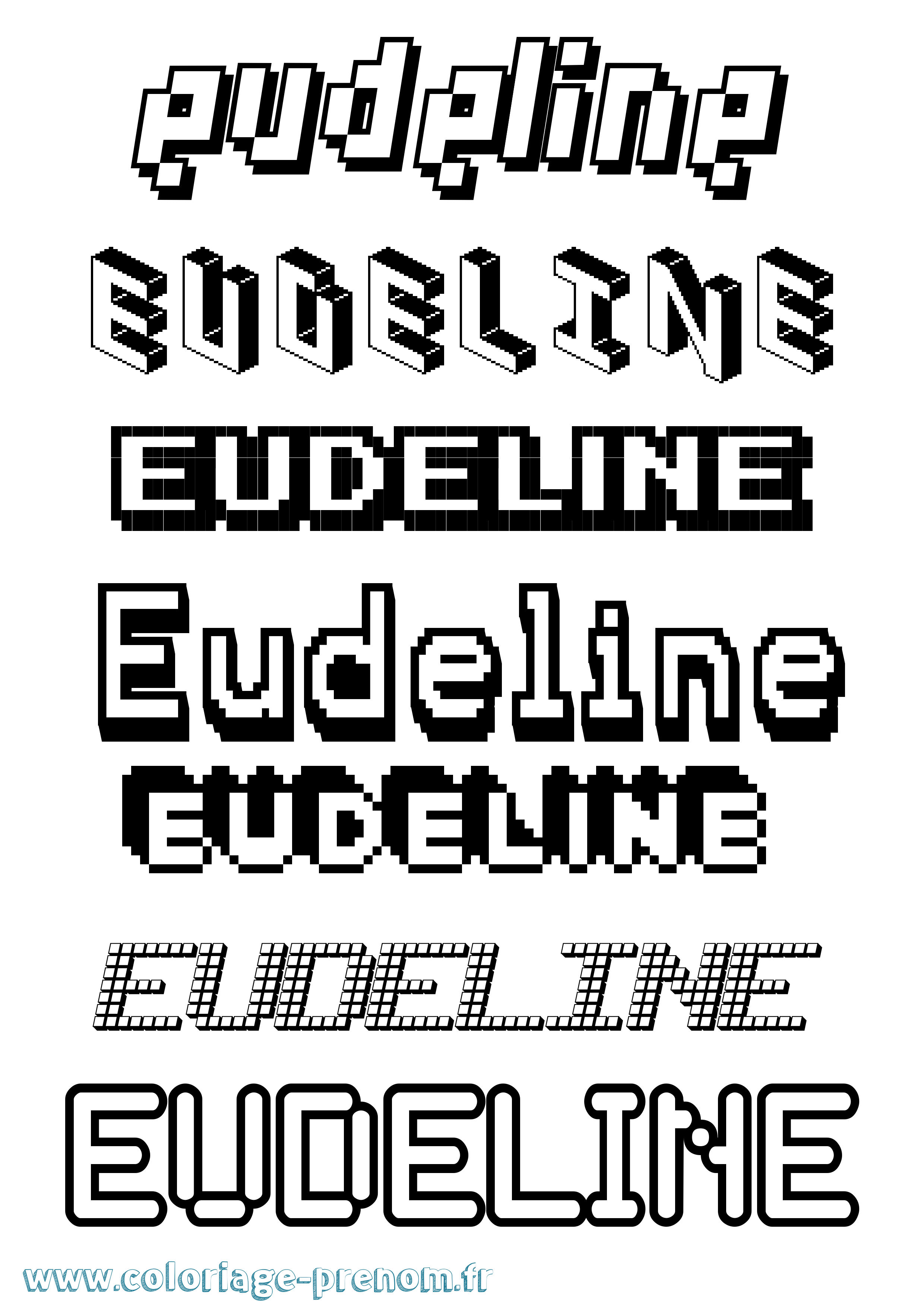 Coloriage Eudeline Pixel Coloriage prénom Eudeline Pixel