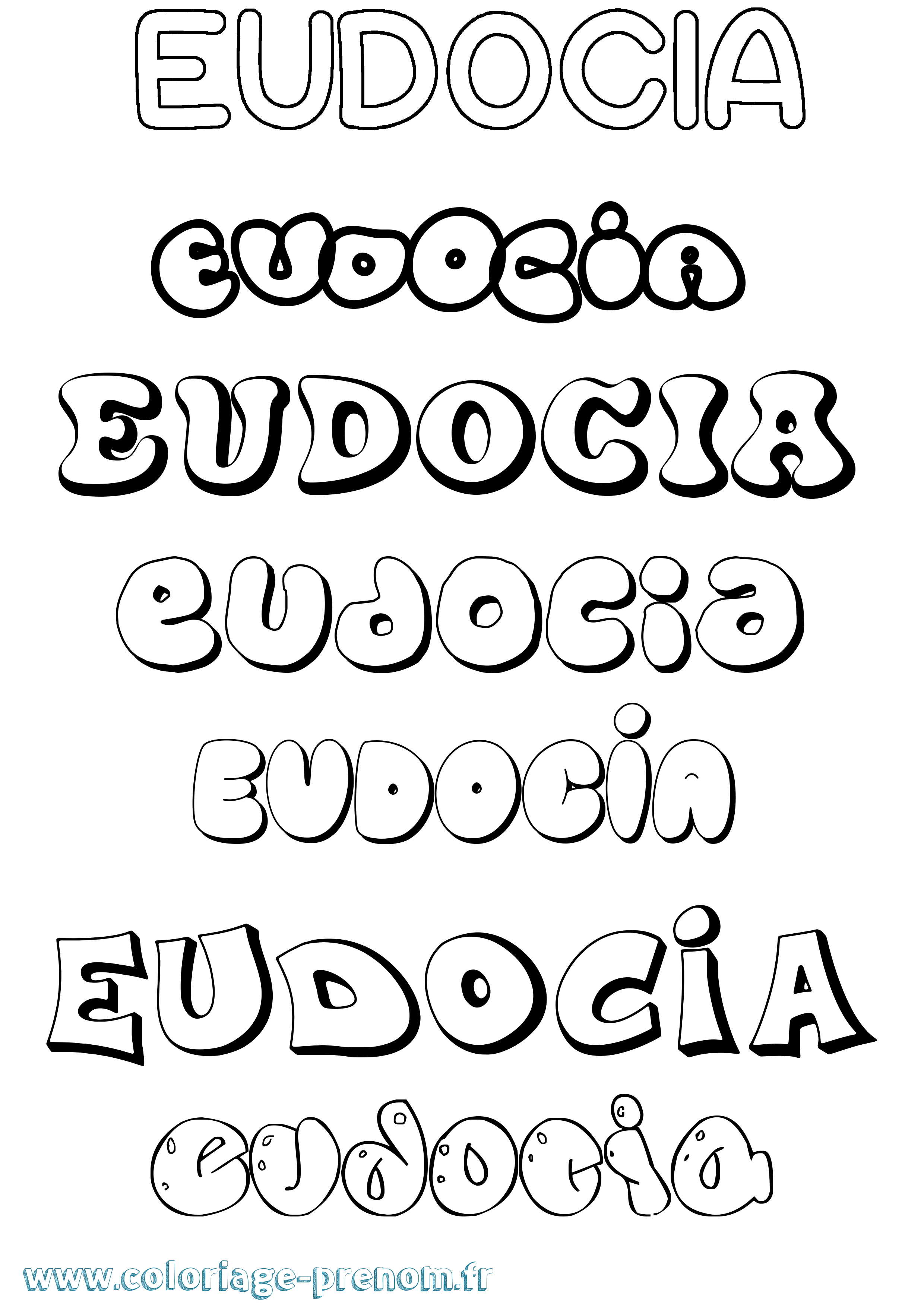 Coloriage Eudocia Bubble Coloriage prénom Eudocia Bubble