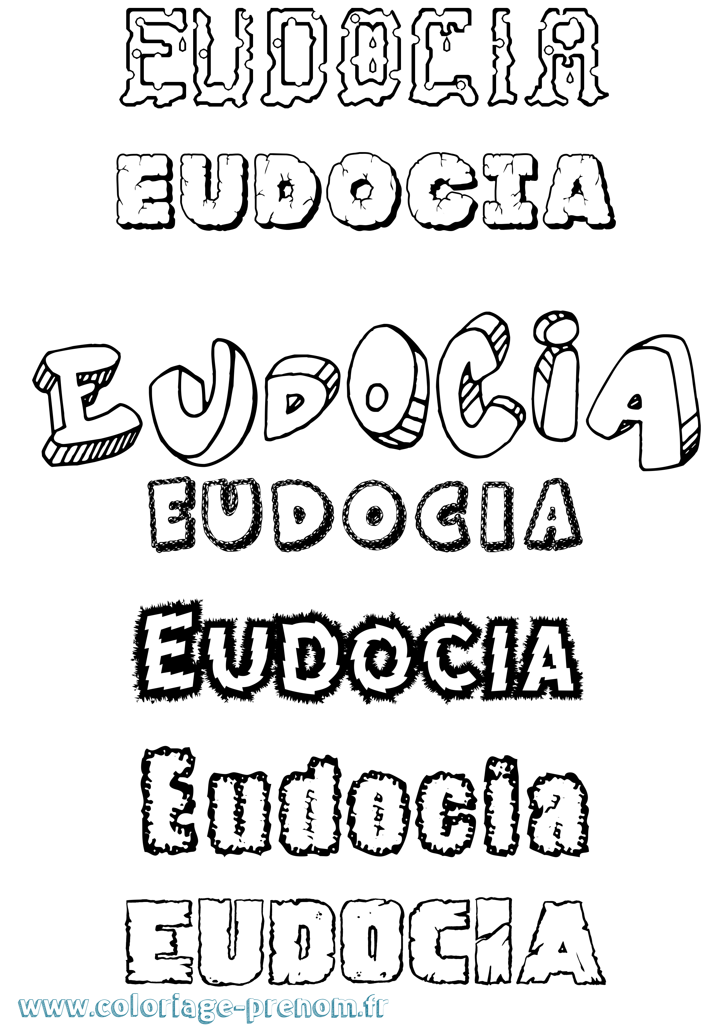 Coloriage Eudocia Destructuré Coloriage prénom Eudocia Destructuré
