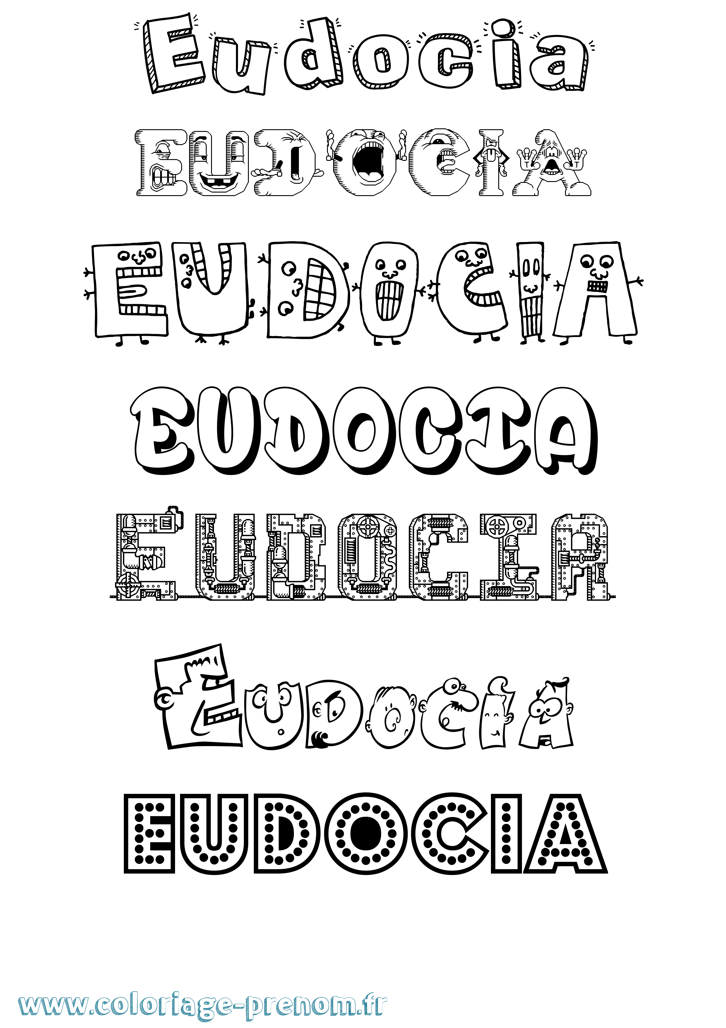 Coloriage Eudocia Fun Coloriage prénom Eudocia Fun