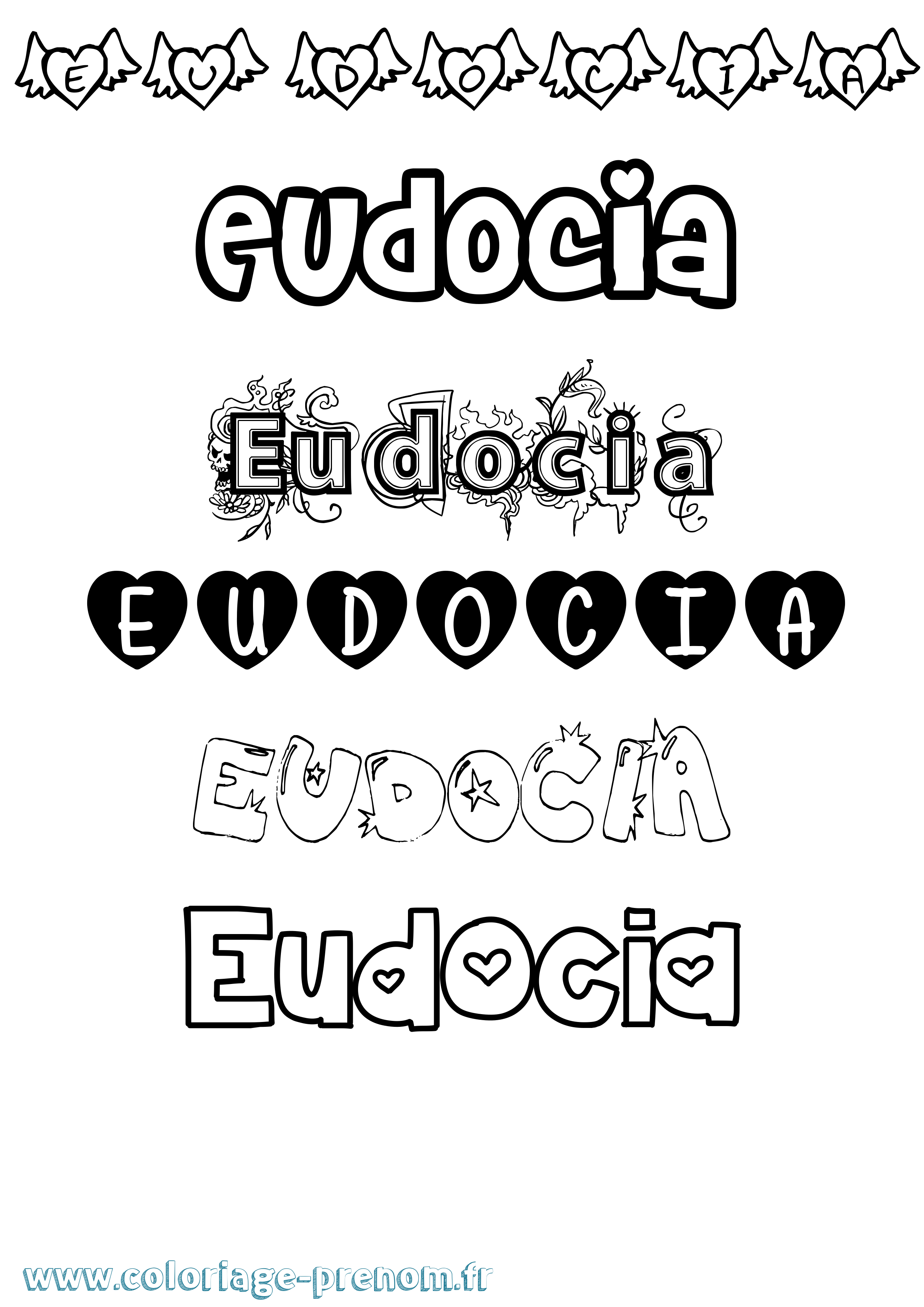 Coloriage Eudocia Girly Coloriage prénom Eudocia Girly