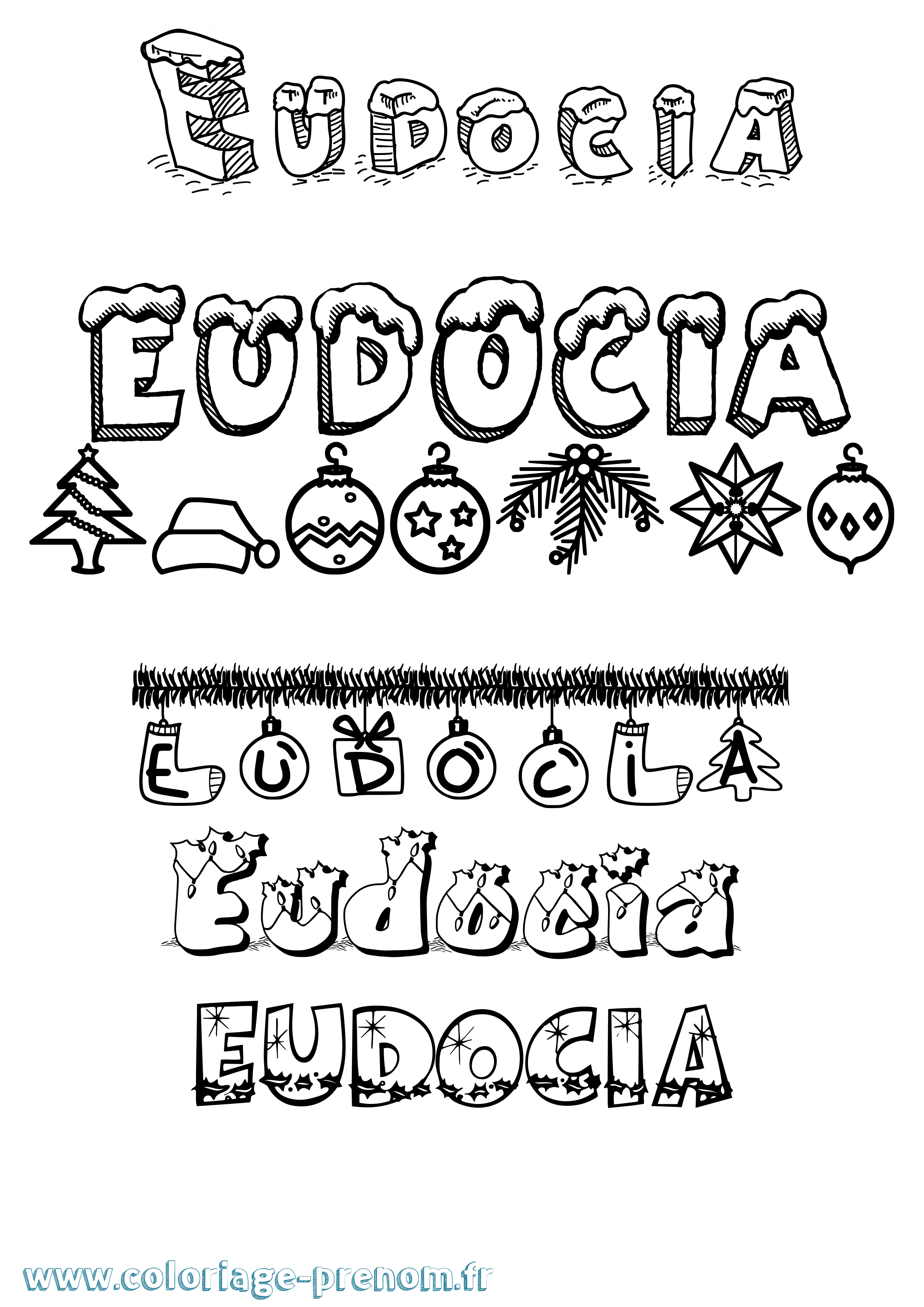 Coloriage Eudocia Noël Coloriage prénom Eudocia Noël