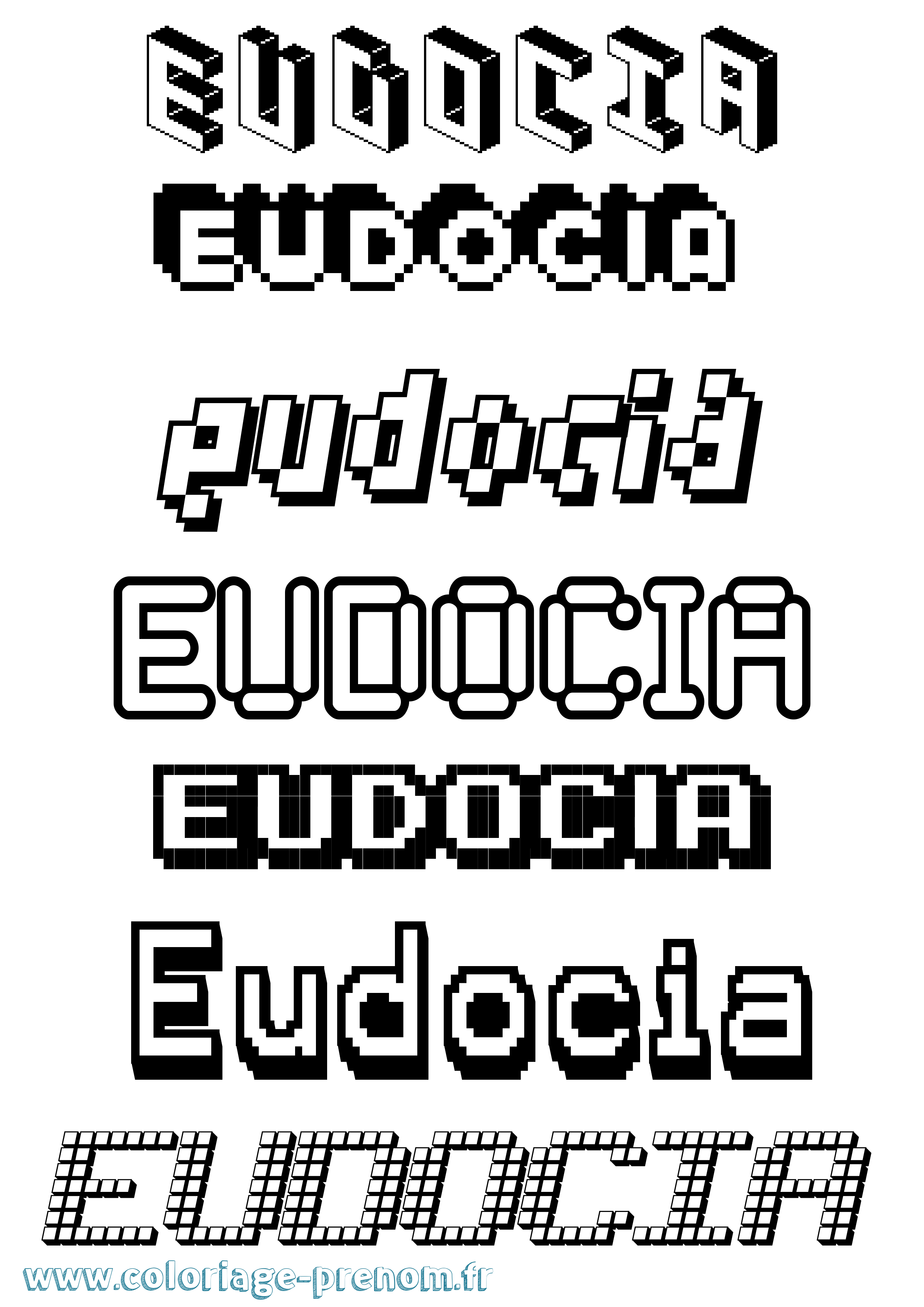 Coloriage Eudocia Pixel Coloriage prénom Eudocia Pixel