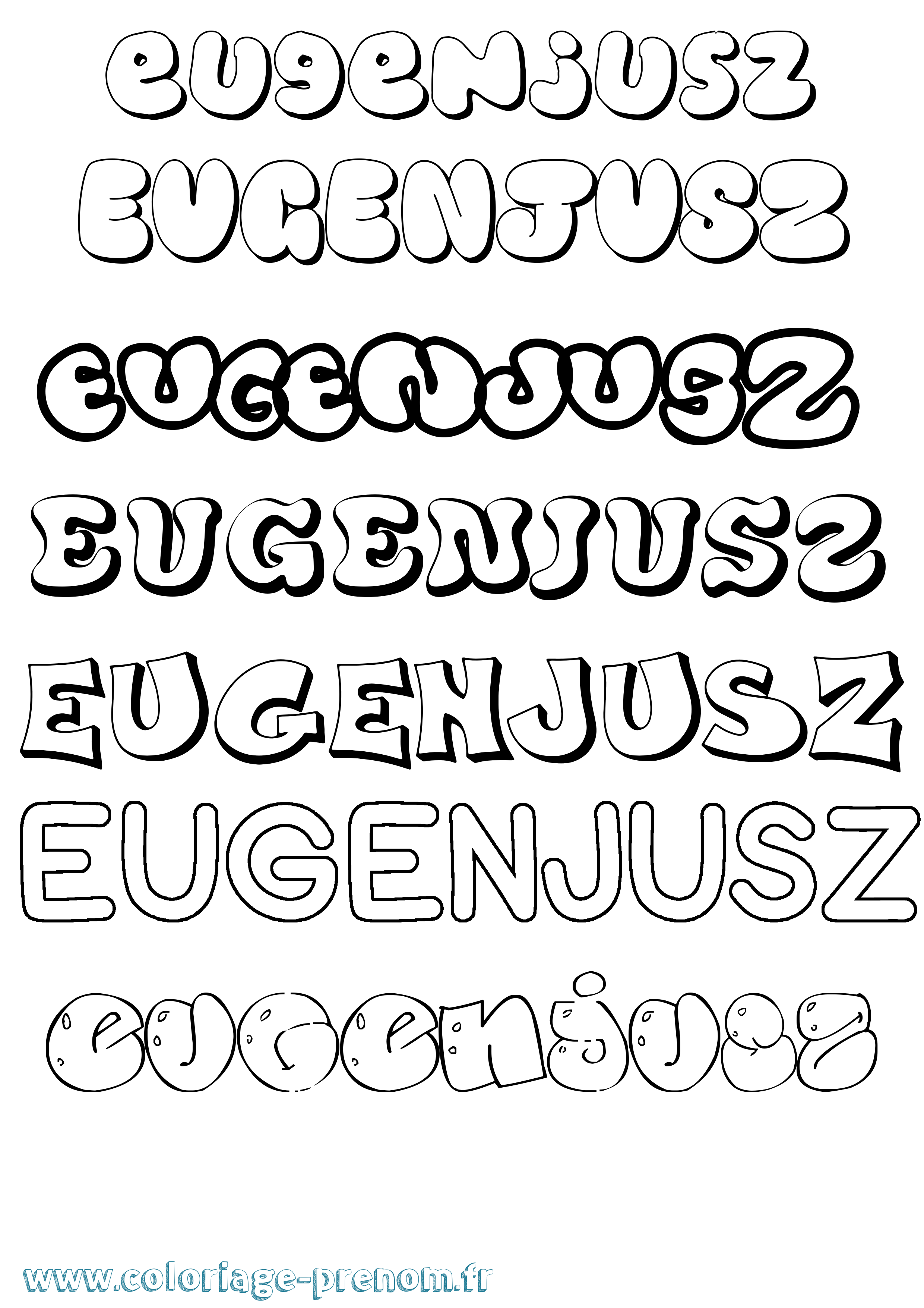 Coloriage Eugenjusz Bubble Coloriage prénom Eugenjusz Bubble