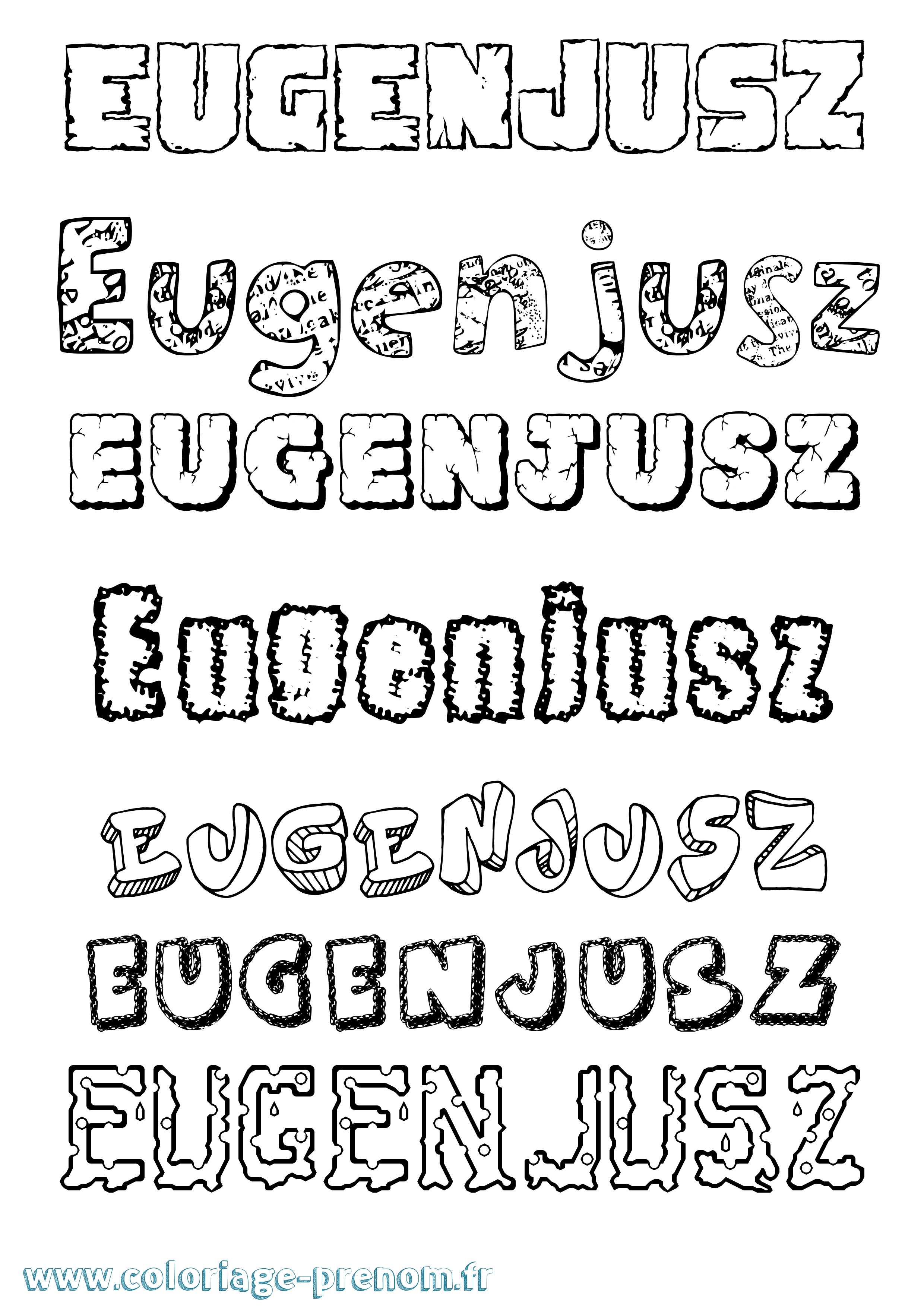 Coloriage Eugenjusz Destructuré Coloriage prénom Eugenjusz Destructuré