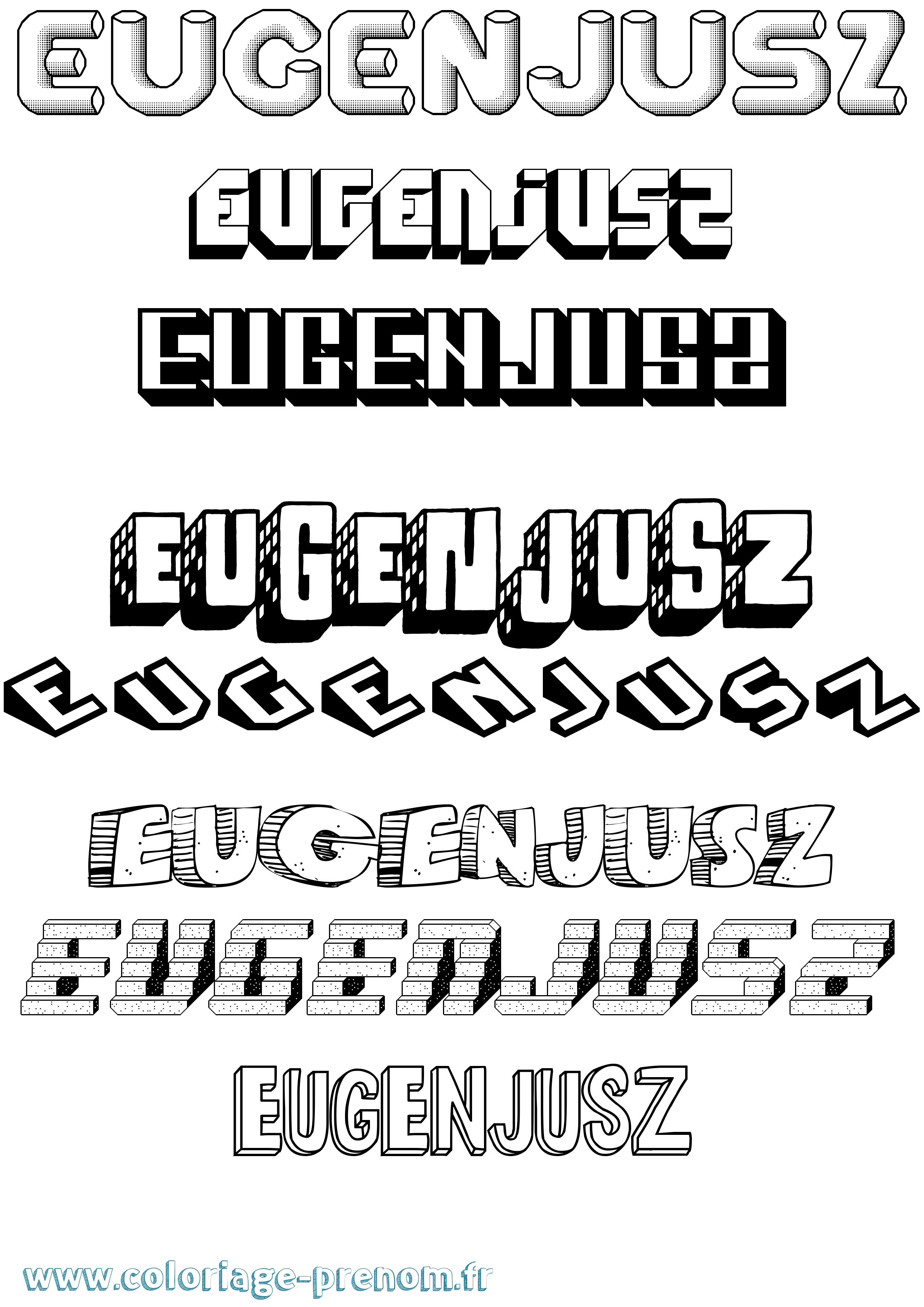 Coloriage Eugenjusz Effet 3D Coloriage prénom Eugenjusz Effet 3D