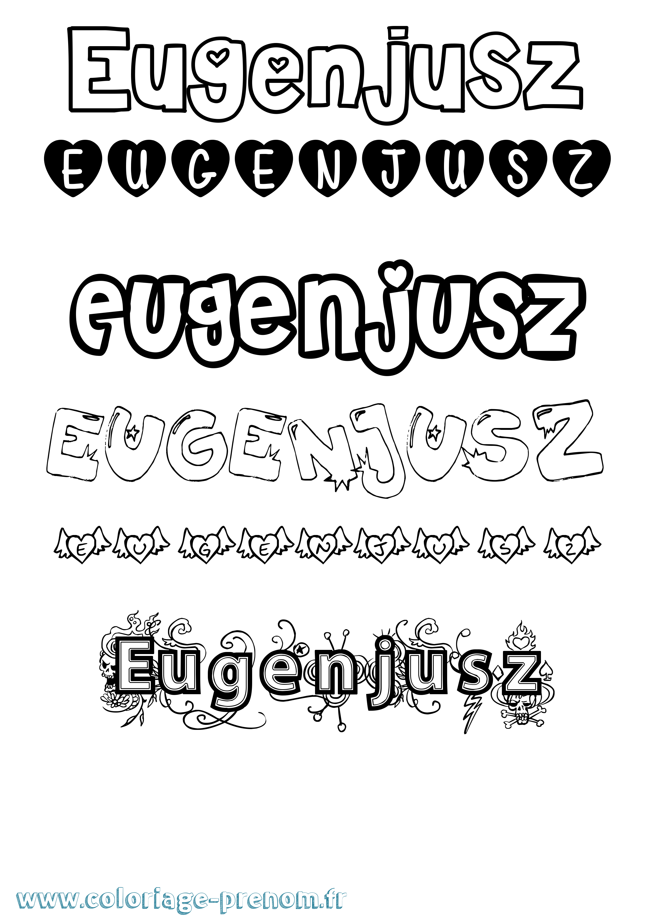 Coloriage Eugenjusz Girly Coloriage prénom Eugenjusz Girly