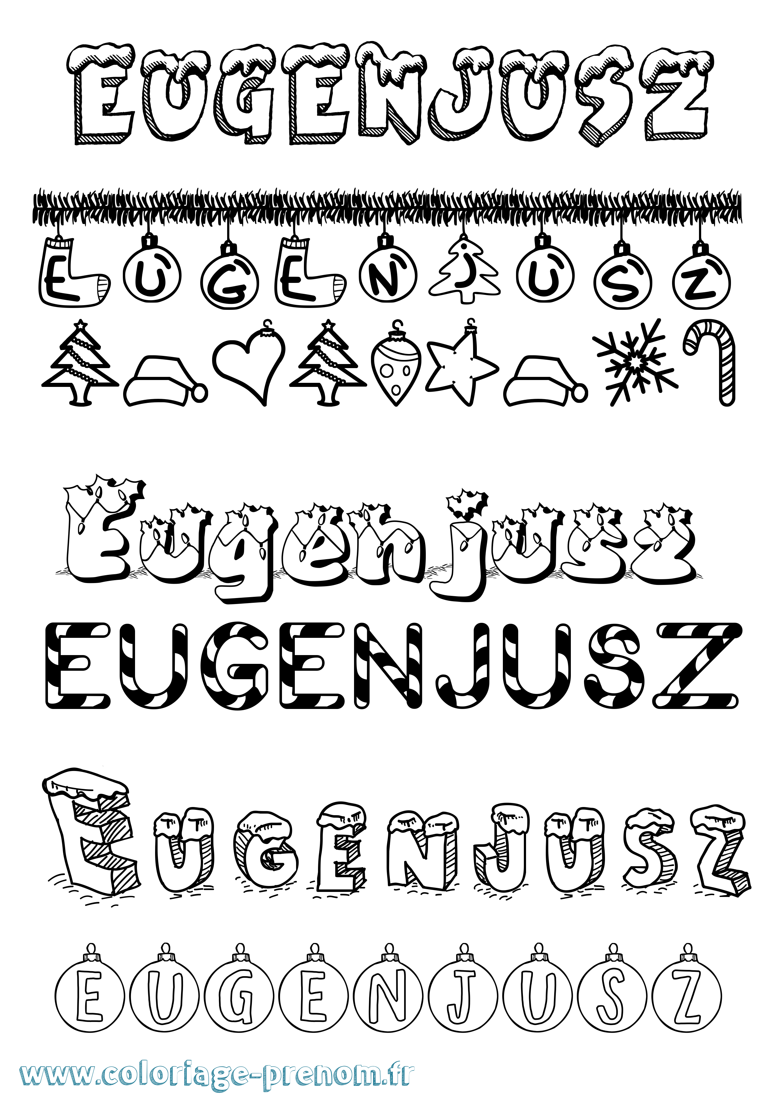 Coloriage Eugenjusz Noël Coloriage prénom Eugenjusz Noël