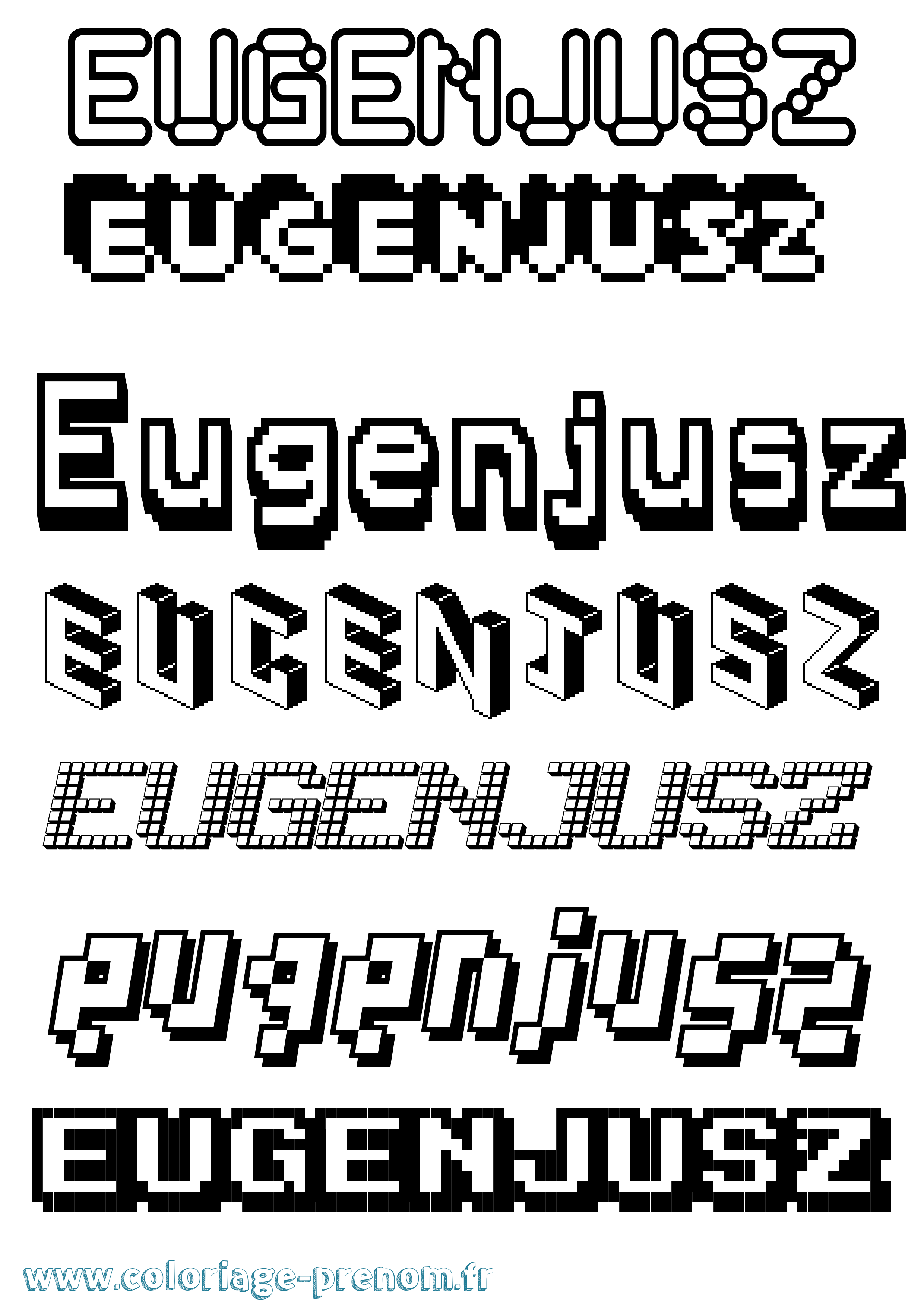 Coloriage Eugenjusz Pixel Coloriage prénom Eugenjusz Pixel