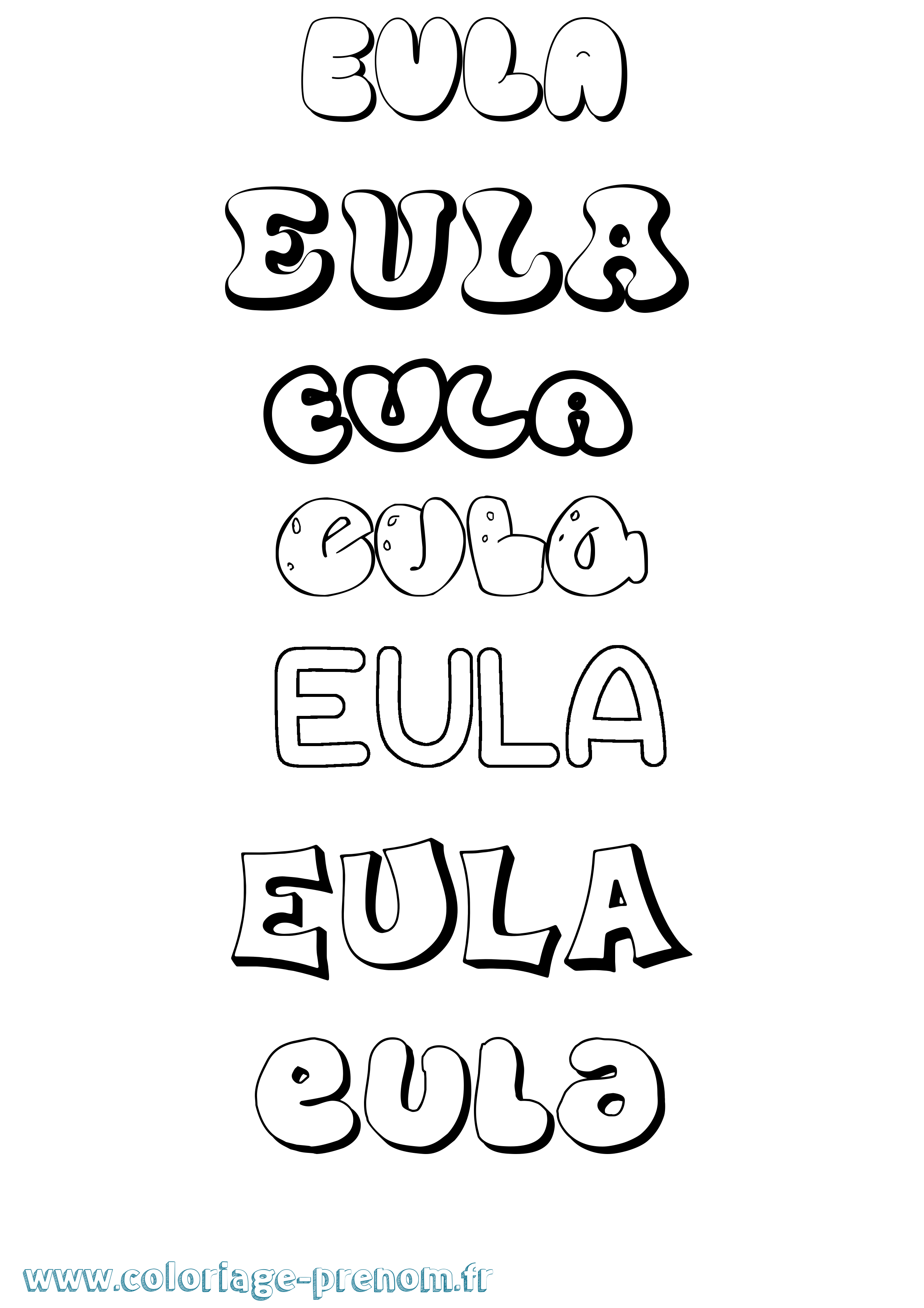 Coloriage Eula Bubble Coloriage prénom Eula Bubble